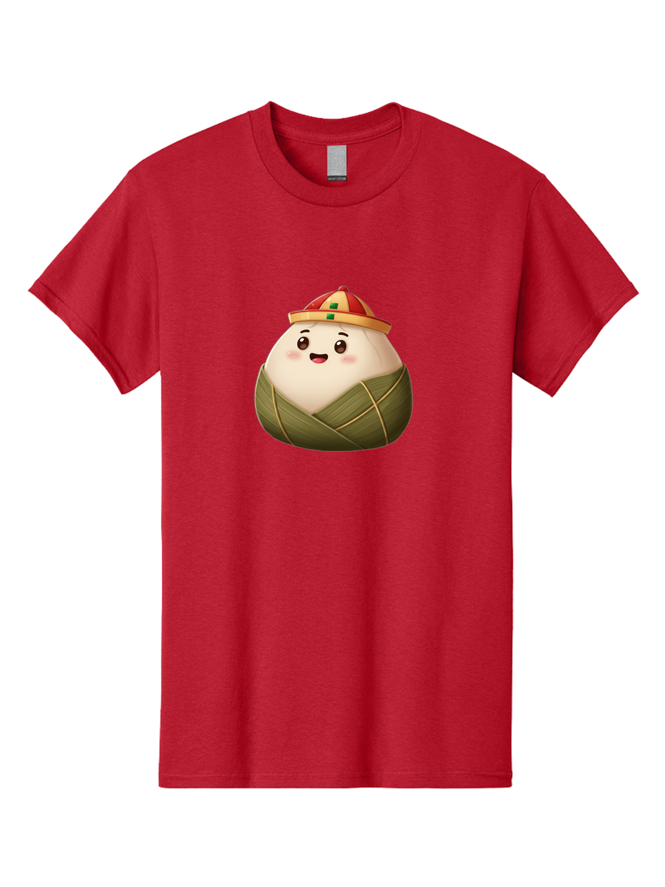 Zongzi-Dumpling Men'S Graphic Tee, 100% Cotton, Comfortable Casual Summer Wear, Machine Washable, Cartoon Dumpling, Kawaii Food, Chinese Cuisine, Zongzi, Traditional Dish, Festive Food, Glutinous Rice Dumpling, Asian Culture, Happy Face, Bab608
