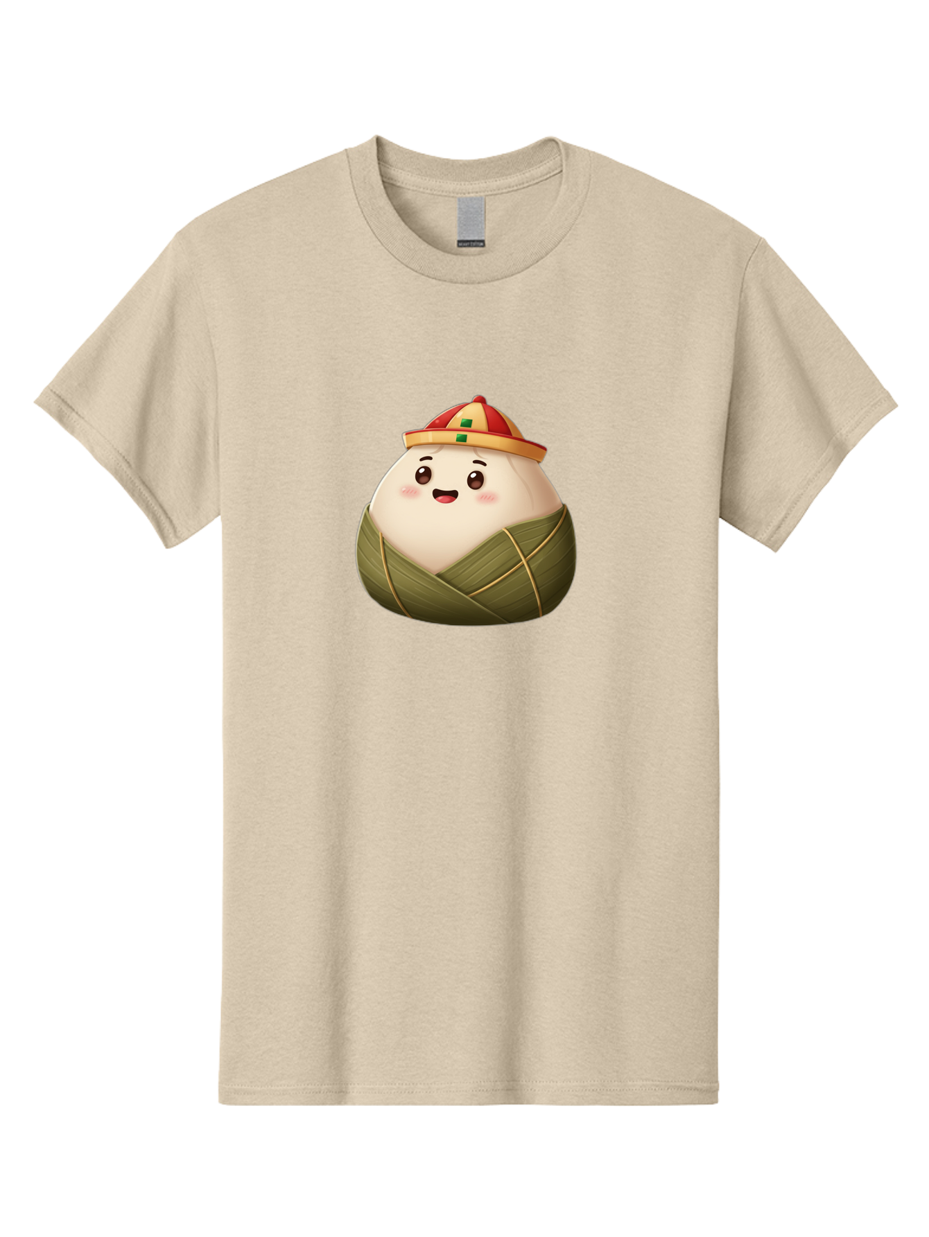 Zongzi-Dumpling Men'S Graphic Tee, 100% Cotton, Comfortable Casual Summer Wear, Machine Washable, Cartoon Dumpling, Kawaii Food, Chinese Cuisine, Zongzi, Traditional Dish, Festive Food, Glutinous Rice Dumpling, Asian Culture, Happy Face, Bab608