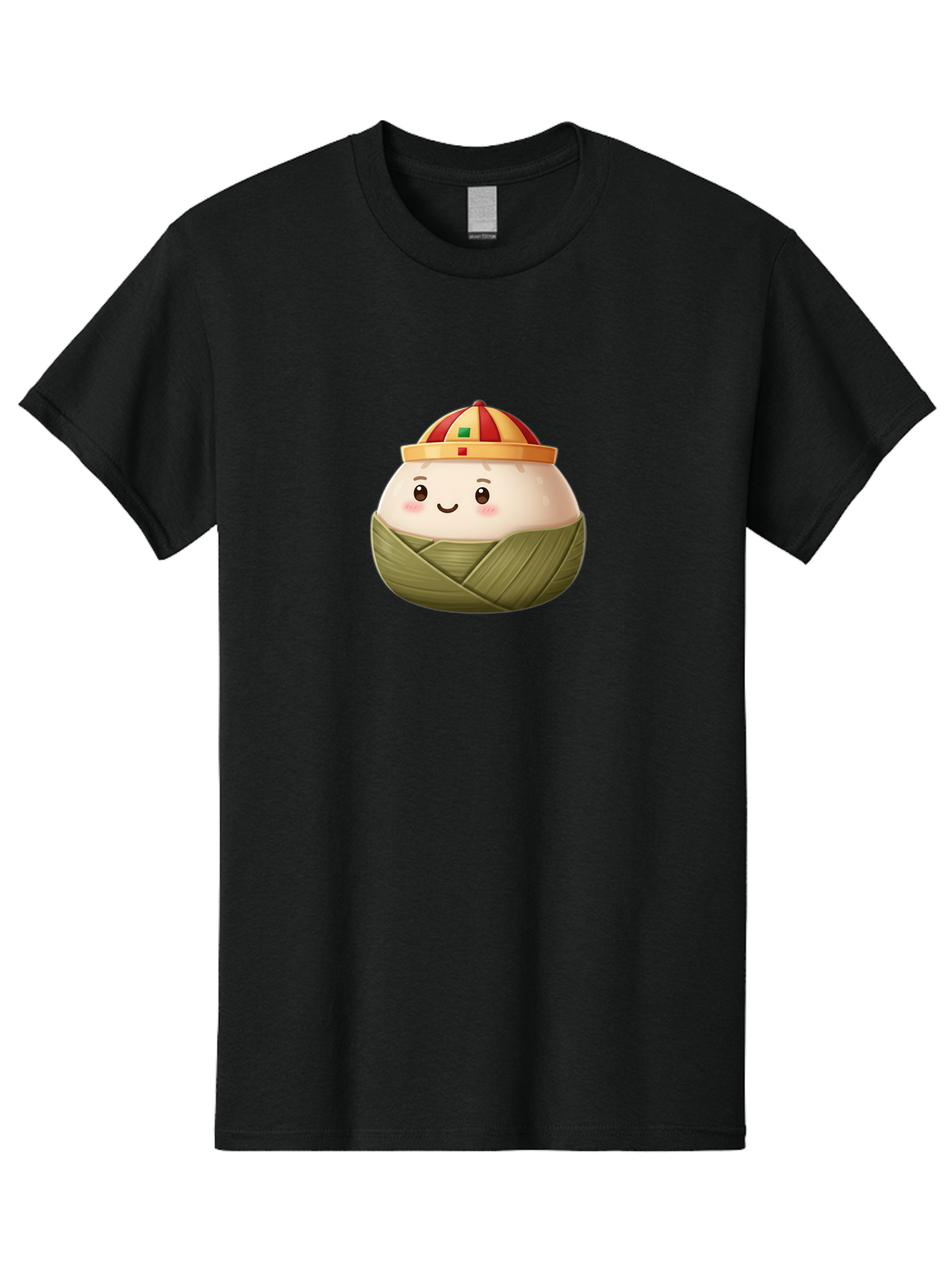 Zongzi Men'S Graphic Tee, 100% Cotton, Comfortable Casual Summer Wear, Machine Washable, Cartoon Dumpling, Chinese Cuisine, Wrapped In Leaves, Smiling Face, Festive Hat, Traditional Food, Cultural Heritage, Asian Delicacy, Cute Character Bab609