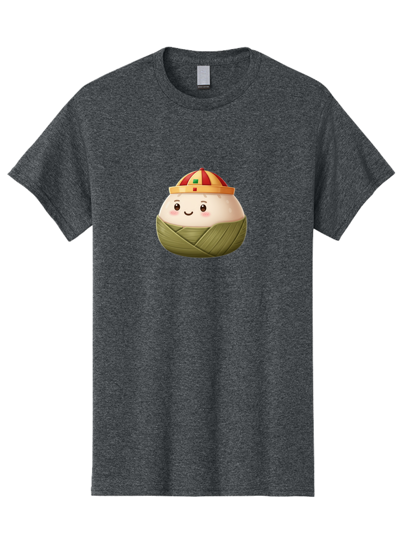 Zongzi Men'S Graphic Tee, 100% Cotton, Comfortable Casual Summer Wear, Machine Washable, Cartoon Dumpling, Chinese Cuisine, Wrapped In Leaves, Smiling Face, Festive Hat, Traditional Food, Cultural Heritage, Asian Delicacy, Cute Character Bab609