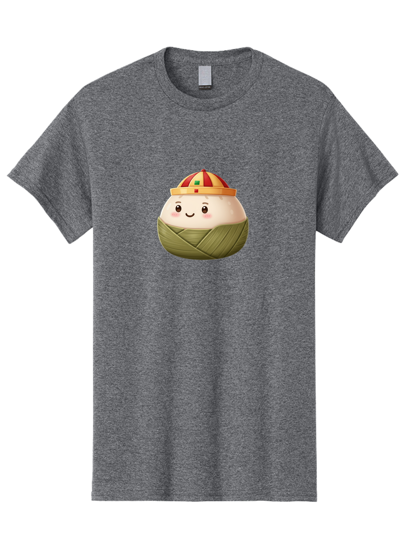 Zongzi Men'S Graphic Tee, 100% Cotton, Comfortable Casual Summer Wear, Machine Washable, Cartoon Dumpling, Chinese Cuisine, Wrapped In Leaves, Smiling Face, Festive Hat, Traditional Food, Cultural Heritage, Asian Delicacy, Cute Character Bab609