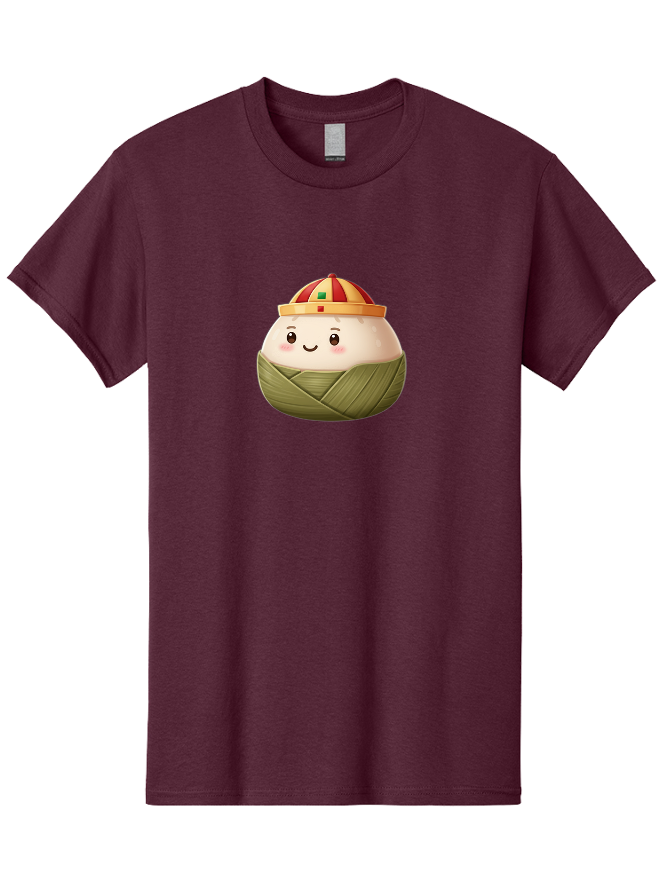 Zongzi Men'S Graphic Tee, 100% Cotton, Comfortable Casual Summer Wear, Machine Washable, Cartoon Dumpling, Chinese Cuisine, Wrapped In Leaves, Smiling Face, Festive Hat, Traditional Food, Cultural Heritage, Asian Delicacy, Cute Character Bab609