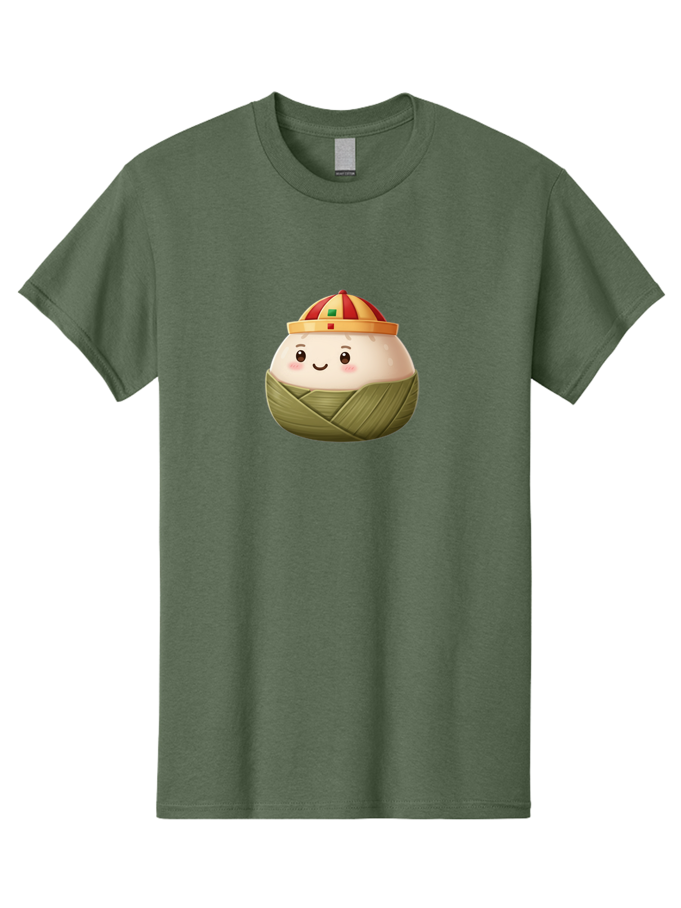Zongzi Men'S Graphic Tee, 100% Cotton, Comfortable Casual Summer Wear, Machine Washable, Cartoon Dumpling, Chinese Cuisine, Wrapped In Leaves, Smiling Face, Festive Hat, Traditional Food, Cultural Heritage, Asian Delicacy, Cute Character Bab609