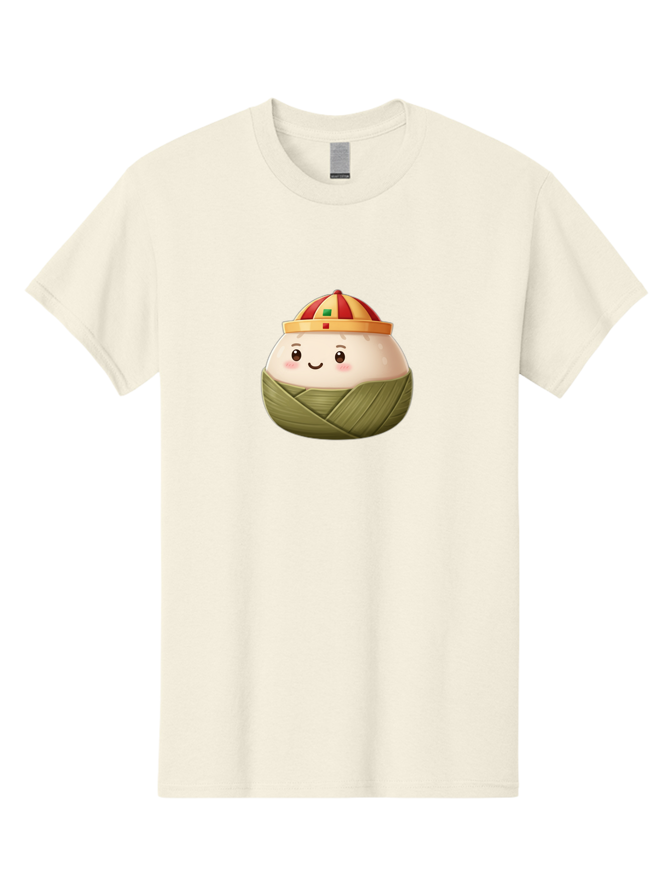 Zongzi Men'S Graphic Tee, 100% Cotton, Comfortable Casual Summer Wear, Machine Washable, Cartoon Dumpling, Chinese Cuisine, Wrapped In Leaves, Smiling Face, Festive Hat, Traditional Food, Cultural Heritage, Asian Delicacy, Cute Character Bab609