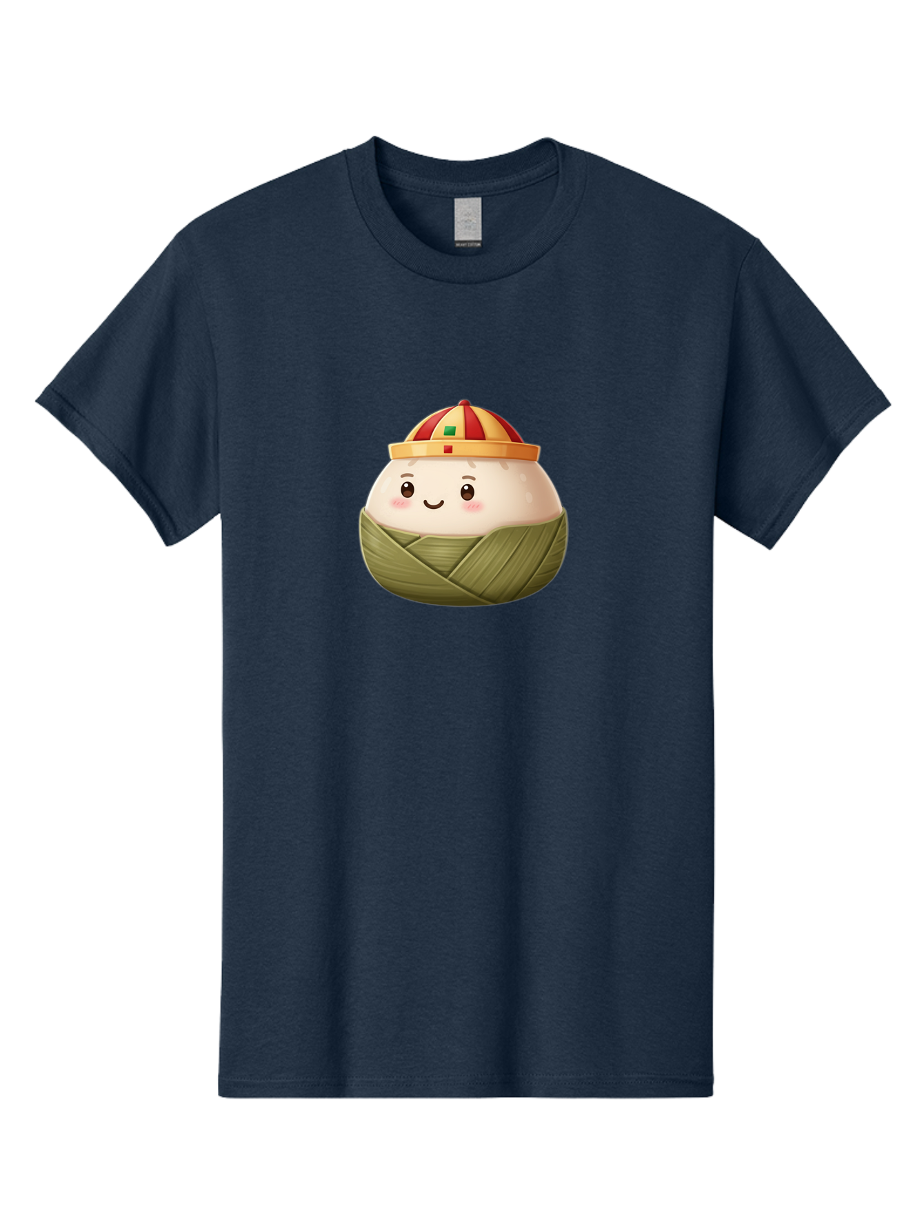 Zongzi Men'S Graphic Tee, 100% Cotton, Comfortable Casual Summer Wear, Machine Washable, Cartoon Dumpling, Chinese Cuisine, Wrapped In Leaves, Smiling Face, Festive Hat, Traditional Food, Cultural Heritage, Asian Delicacy, Cute Character Bab609