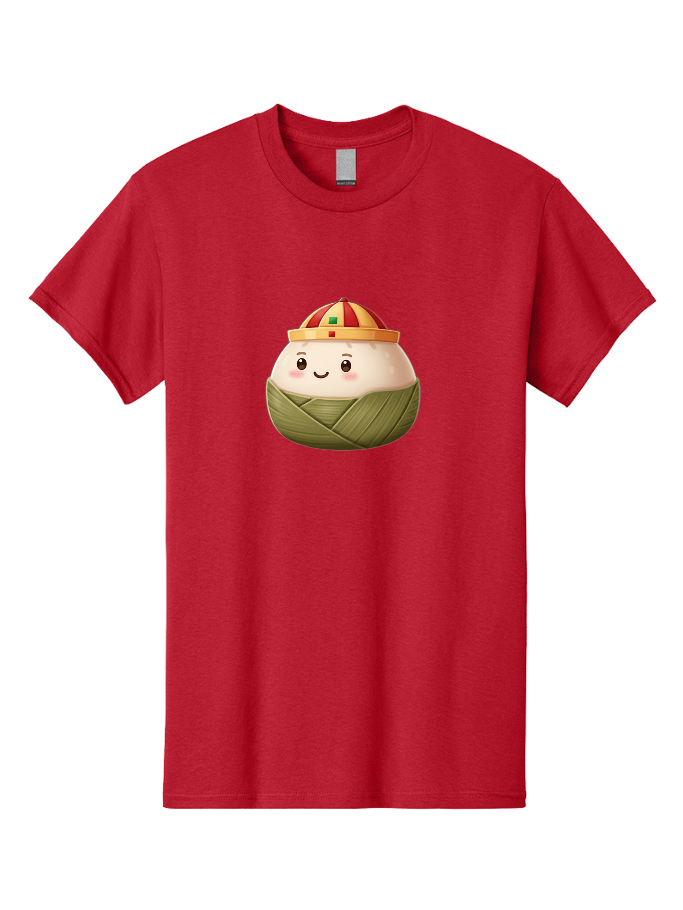 Zongzi Men'S Graphic Tee, 100% Cotton, Comfortable Casual Summer Wear, Machine Washable, Cartoon Dumpling, Chinese Cuisine, Wrapped In Leaves, Smiling Face, Festive Hat, Traditional Food, Cultural Heritage, Asian Delicacy, Cute Character Bab609