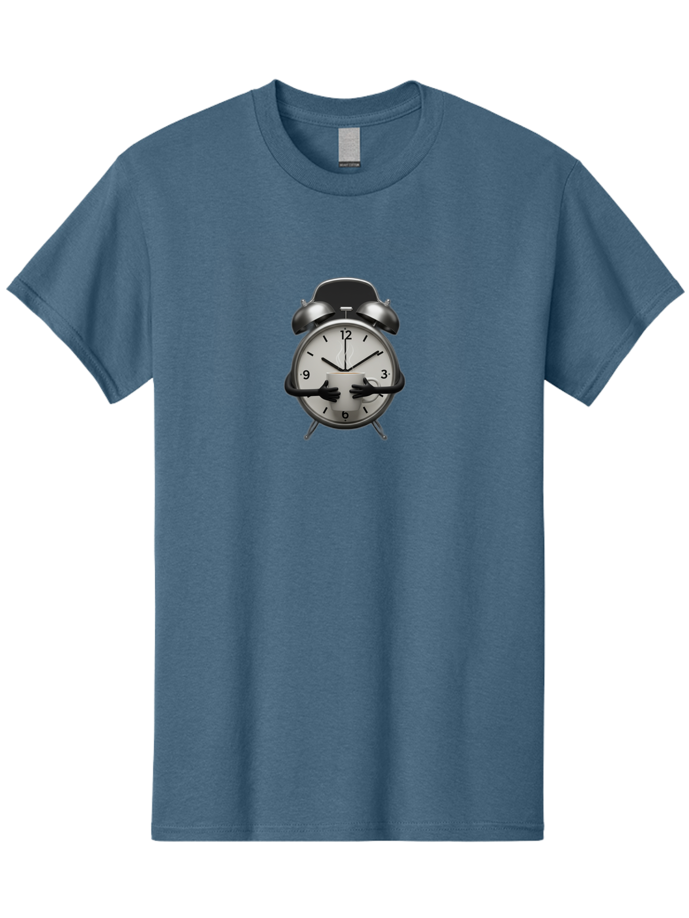 Alarm-Clock Men'S Graphic Tee, 100% Cotton, Comfortable Casual Summer Wear, Machine Washable, Alarm Clock With Hands At 11:30, Retro Style, Classic Design, Simple Analog Clock, Time Keeping, Morning Wake-Up, Black And White Clock Face, Bab618
