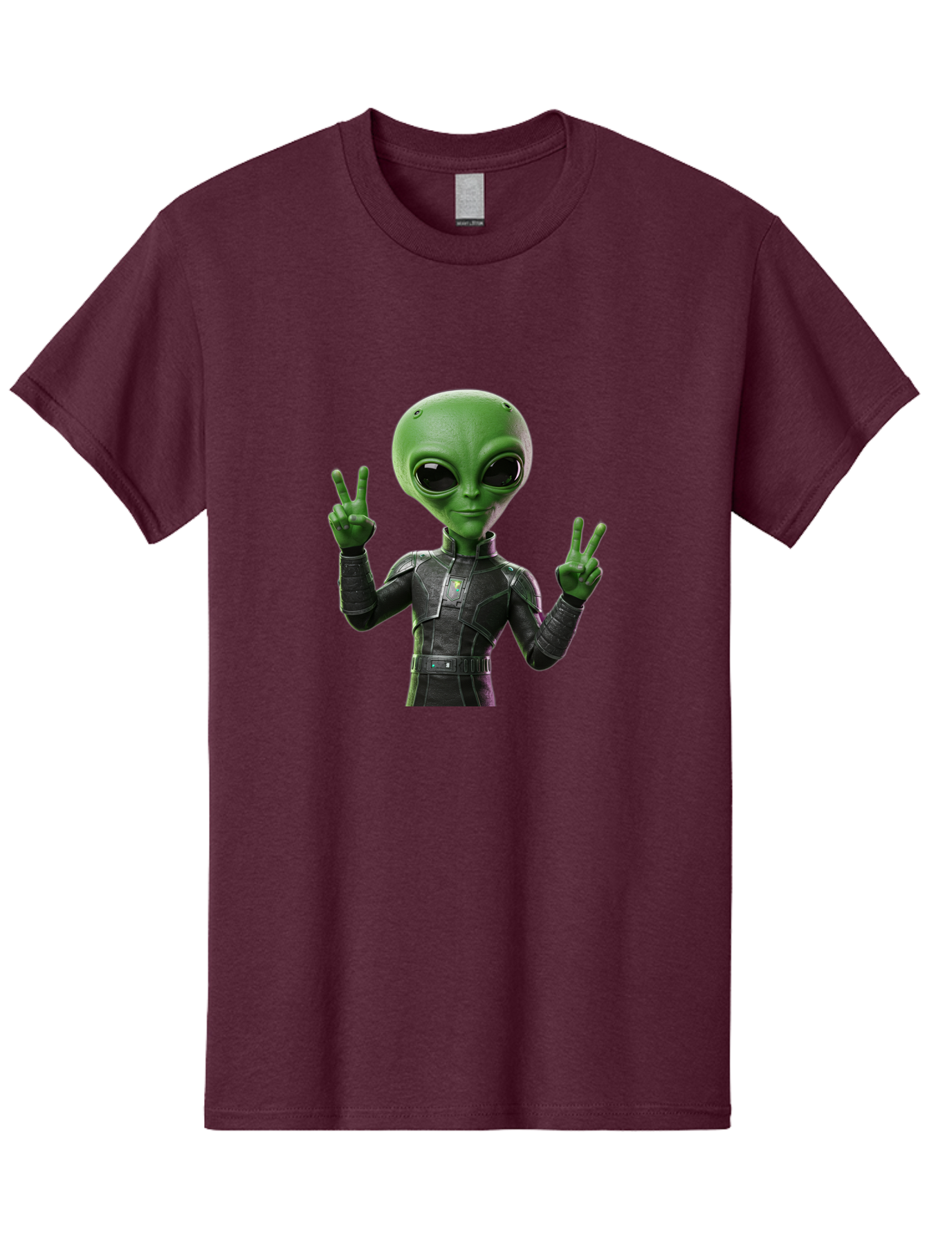 Alien-Peace-Sign-1 Men'S Graphic Tee, 100% Cotton, Comfortable Casual Summer Wear, Machine Washable, Alien Character, Peace Sign Gesture, Extraterrestrial Being, Futuristic Attire, Sci-Fi Design, Friendly Demeanor, Funny Face, V Sign, Bab630