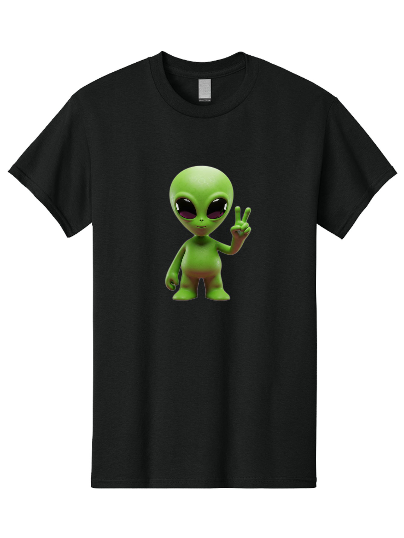 Alien-Peace-Sign-2 Men'S Graphic Tee, 100% Cotton, Comfortable Casual Summer Wear, Machine Washable, Alien Figure, Peace Sign, Friendly Gesture, Cartoon Character, E.T., Extraterrestrial Being, Fun, Quirky, Playful, 3D Rendering, Bab631