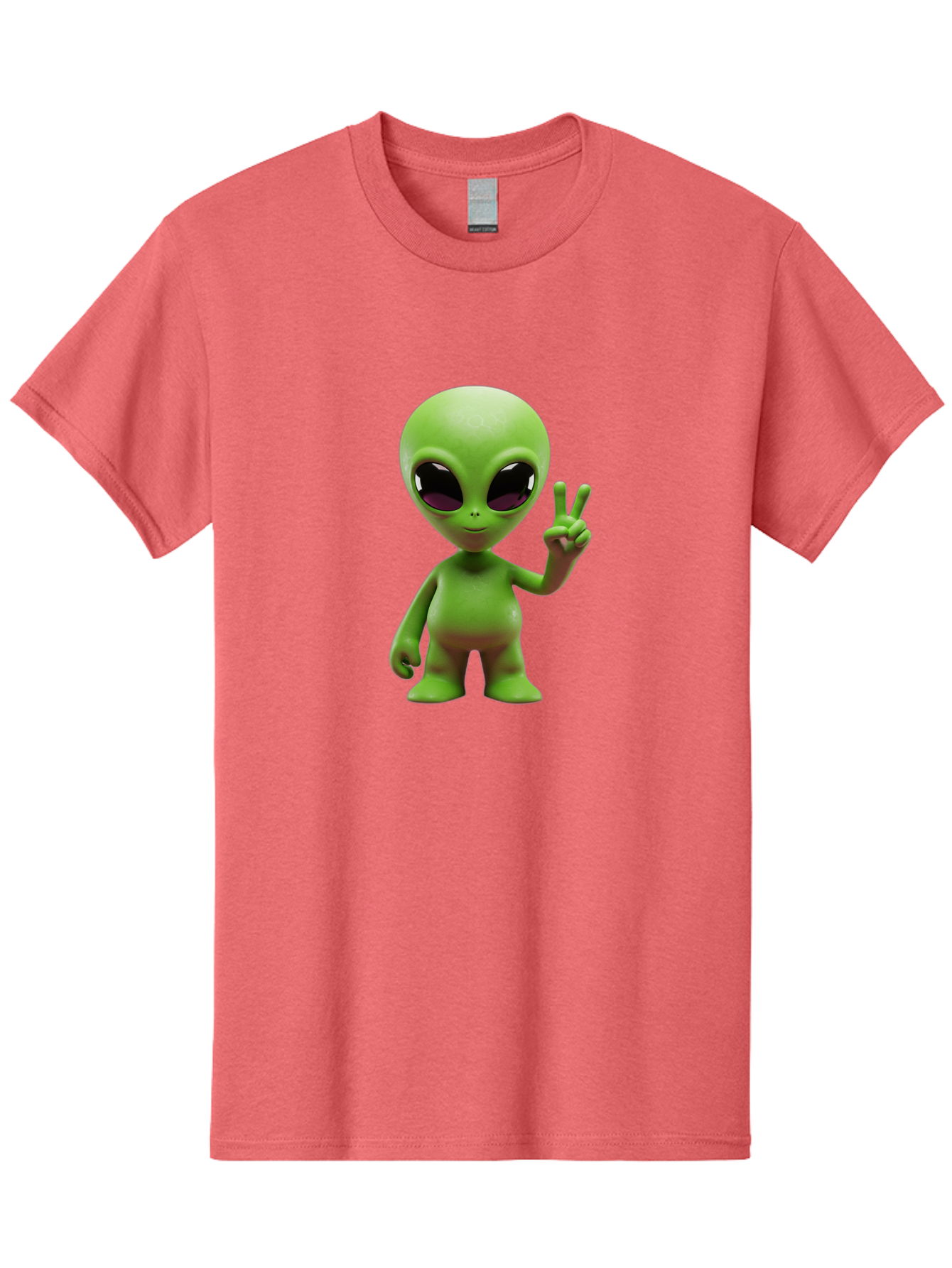 Alien-Peace-Sign-2 Men'S Graphic Tee, 100% Cotton, Comfortable Casual Summer Wear, Machine Washable, Alien Figure, Peace Sign, Friendly Gesture, Cartoon Character, E.T., Extraterrestrial Being, Fun, Quirky, Playful, 3D Rendering, Bab631