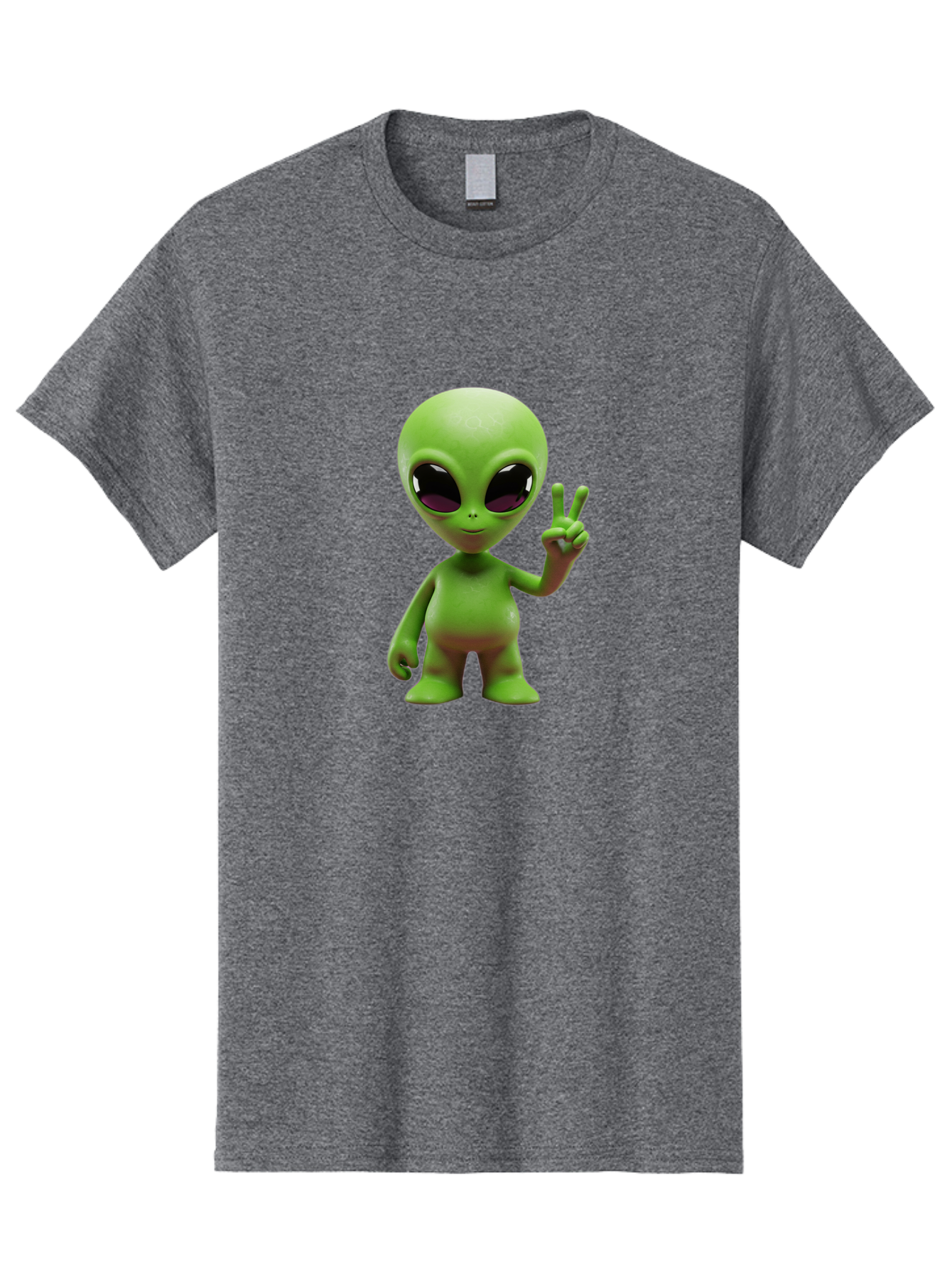 Alien-Peace-Sign-2 Men'S Graphic Tee, 100% Cotton, Comfortable Casual Summer Wear, Machine Washable, Alien Figure, Peace Sign, Friendly Gesture, Cartoon Character, E.T., Extraterrestrial Being, Fun, Quirky, Playful, 3D Rendering, Bab631