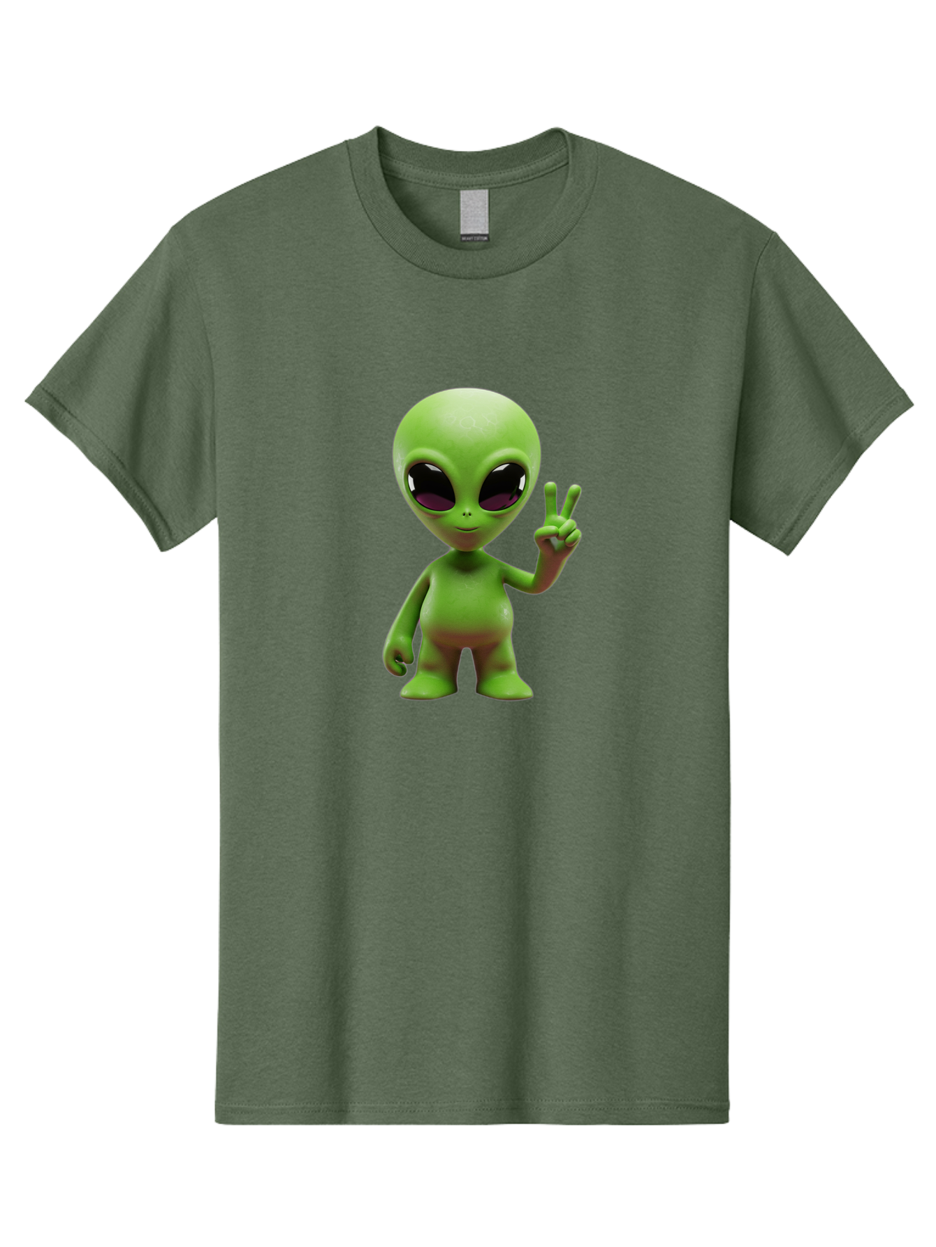 Alien-Peace-Sign-2 Men'S Graphic Tee, 100% Cotton, Comfortable Casual Summer Wear, Machine Washable, Alien Figure, Peace Sign, Friendly Gesture, Cartoon Character, E.T., Extraterrestrial Being, Fun, Quirky, Playful, 3D Rendering, Bab631