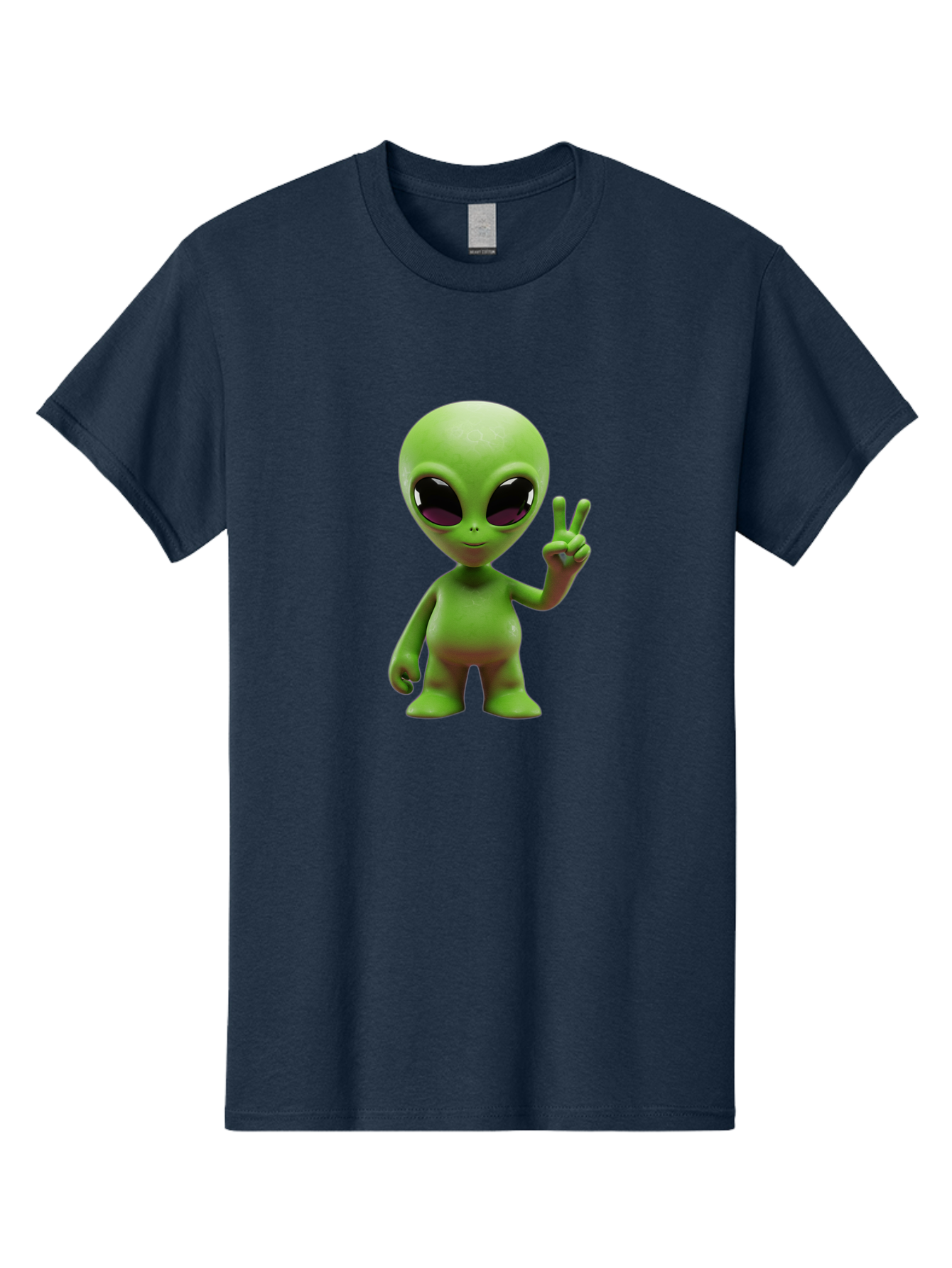 Alien-Peace-Sign-2 Men'S Graphic Tee, 100% Cotton, Comfortable Casual Summer Wear, Machine Washable, Alien Figure, Peace Sign, Friendly Gesture, Cartoon Character, E.T., Extraterrestrial Being, Fun, Quirky, Playful, 3D Rendering, Bab631