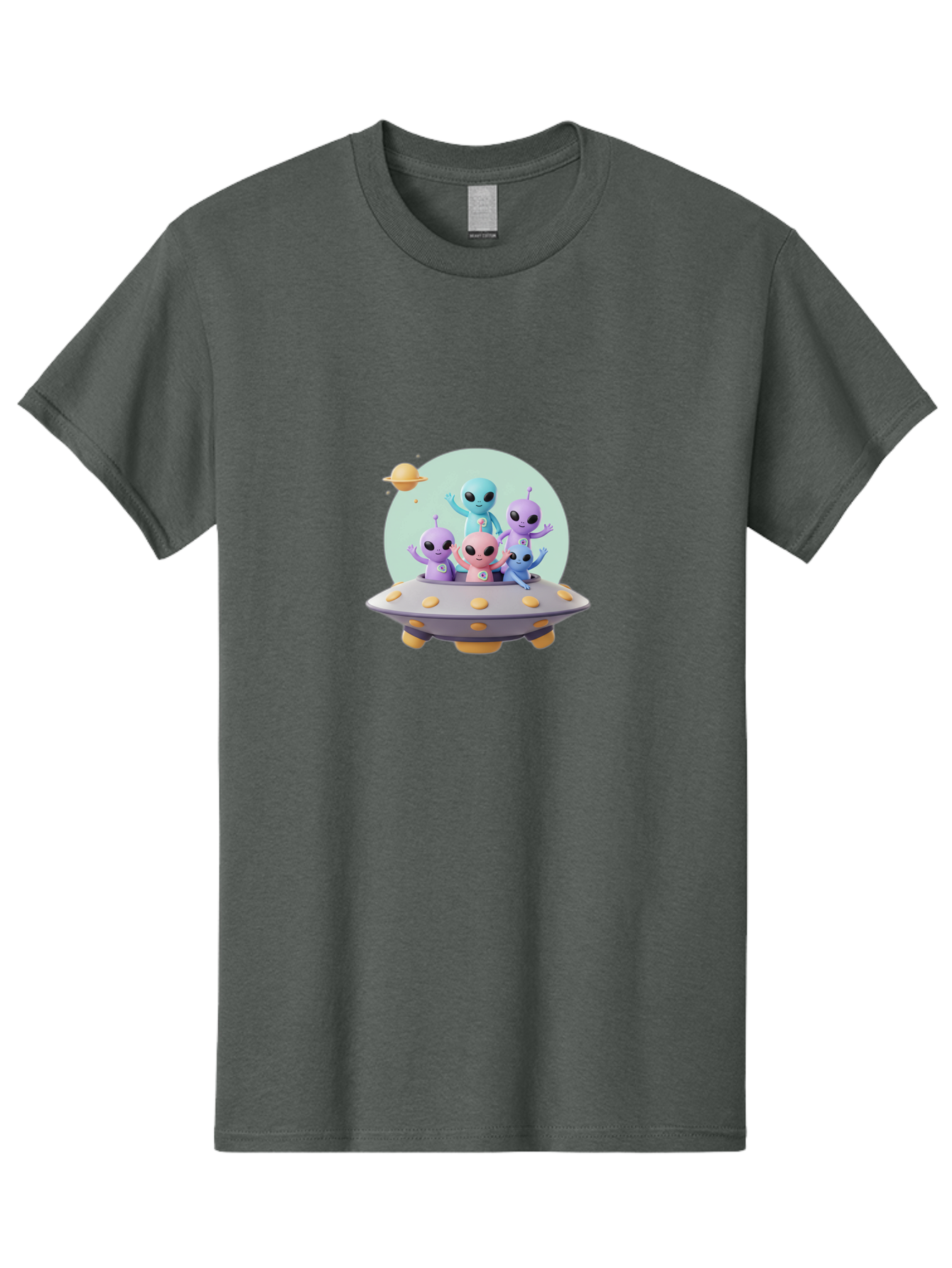Aliens-In-Ufo Men'S Graphic Tee, 100% Cotton, Comfortable Casual Summer Wear, Machine Washable, Aliens In Ufo, Cartoon Characters, Science Fiction, Extraterrestrial Life, Ufo Sighting, Alien Invasion, Space Travel, Fantastical Creatures, Bab637