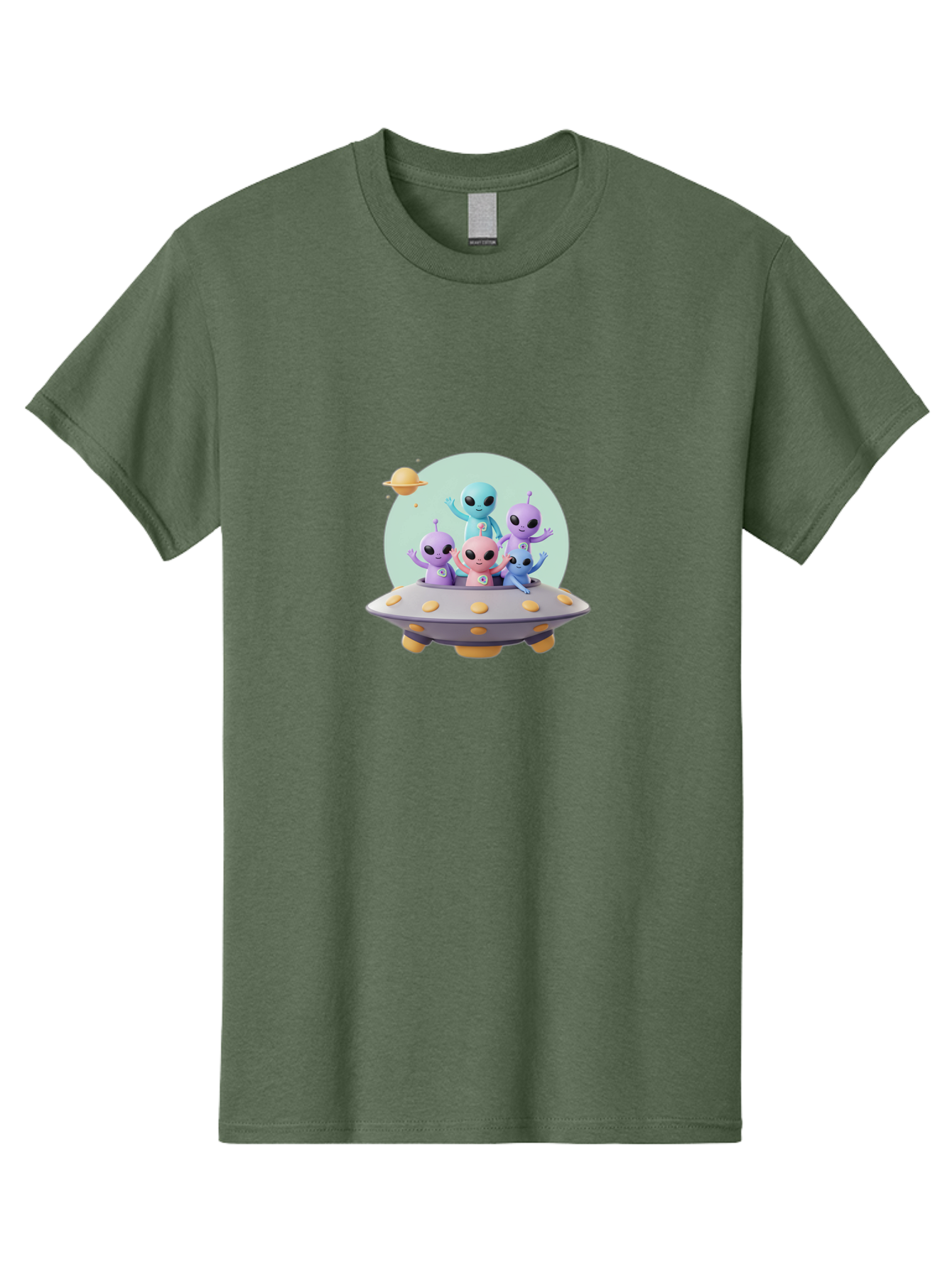 Aliens-In-Ufo Men'S Graphic Tee, 100% Cotton, Comfortable Casual Summer Wear, Machine Washable, Aliens In Ufo, Cartoon Characters, Science Fiction, Extraterrestrial Life, Ufo Sighting, Alien Invasion, Space Travel, Fantastical Creatures, Bab637