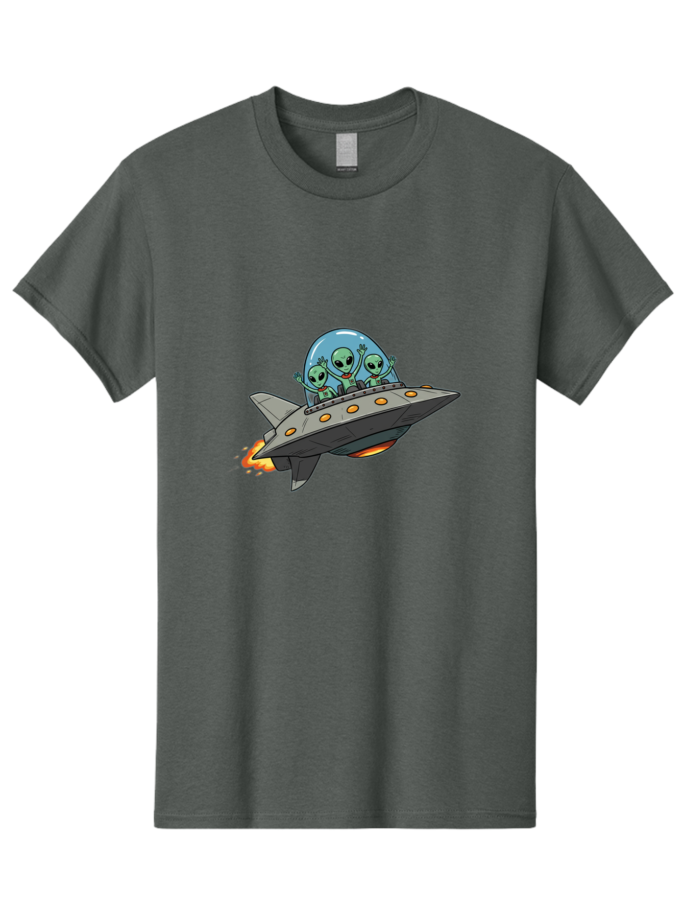 Aliens-On-Ufo-3 Men'S Graphic Tee, 100% Cotton, Comfortable Casual Summer Wear, Machine Washable, Cartoon Aliens, Grey Spaceship, Extraterrestrial Travel, Alien Adventure, Sci-Fi, Futuristic, Space Exploration, Friendly Aliens, Bab641