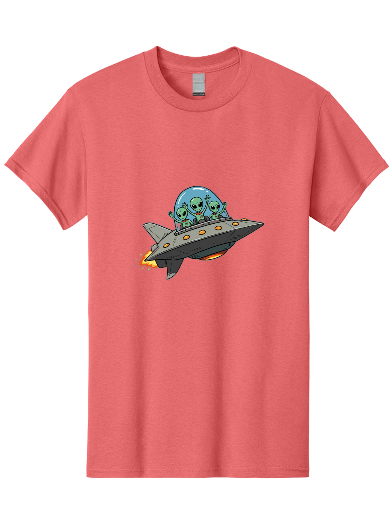 Aliens-On-Ufo-3 Men'S Graphic Tee, 100% Cotton, Comfortable Casual Summer Wear, Machine Washable, Cartoon Aliens, Grey Spaceship, Extraterrestrial Travel, Alien Adventure, Sci-Fi, Futuristic, Space Exploration, Friendly Aliens, Bab641