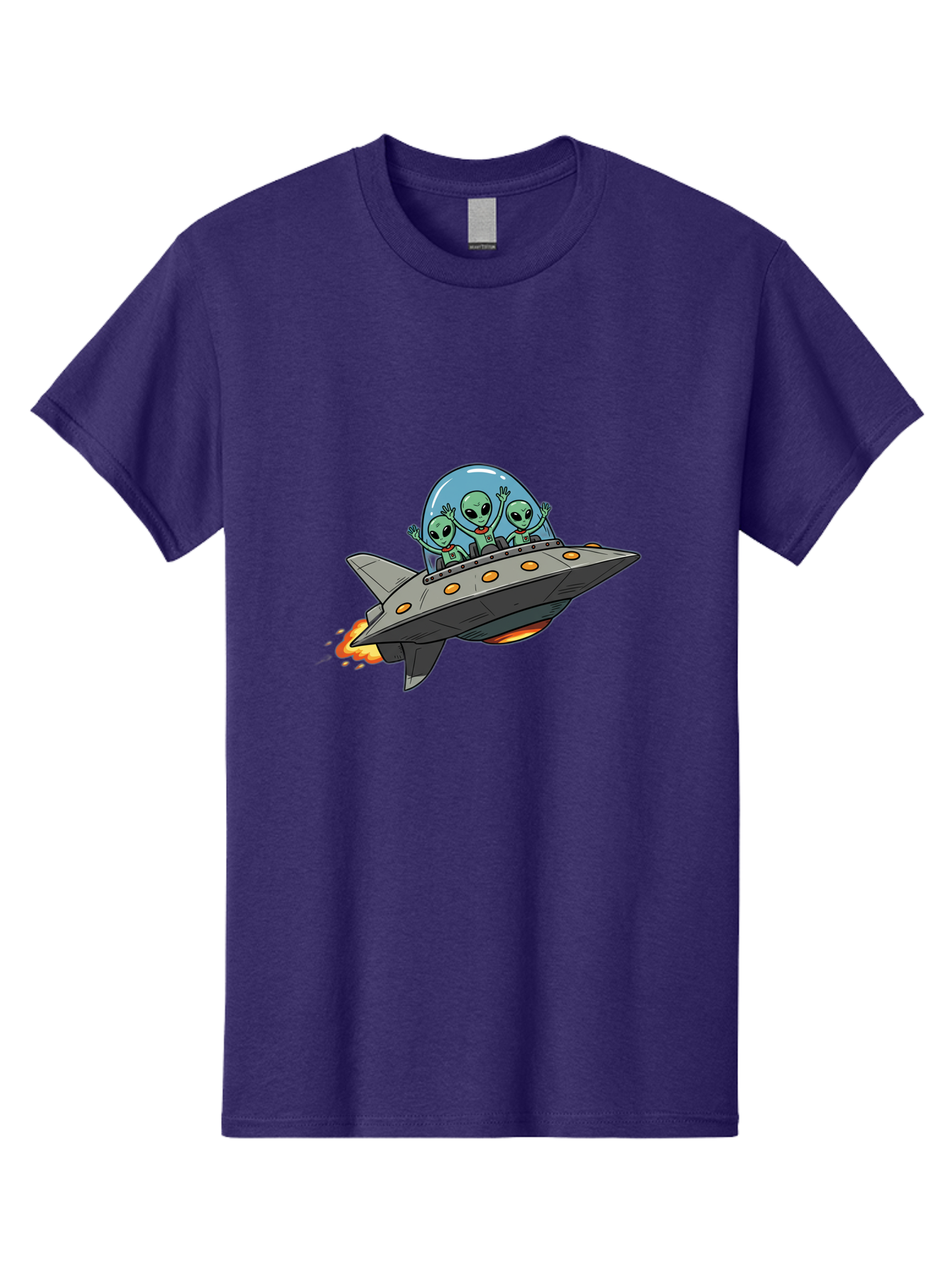 Aliens-On-Ufo-3 Men'S Graphic Tee, 100% Cotton, Comfortable Casual Summer Wear, Machine Washable, Cartoon Aliens, Grey Spaceship, Extraterrestrial Travel, Alien Adventure, Sci-Fi, Futuristic, Space Exploration, Friendly Aliens, Bab641