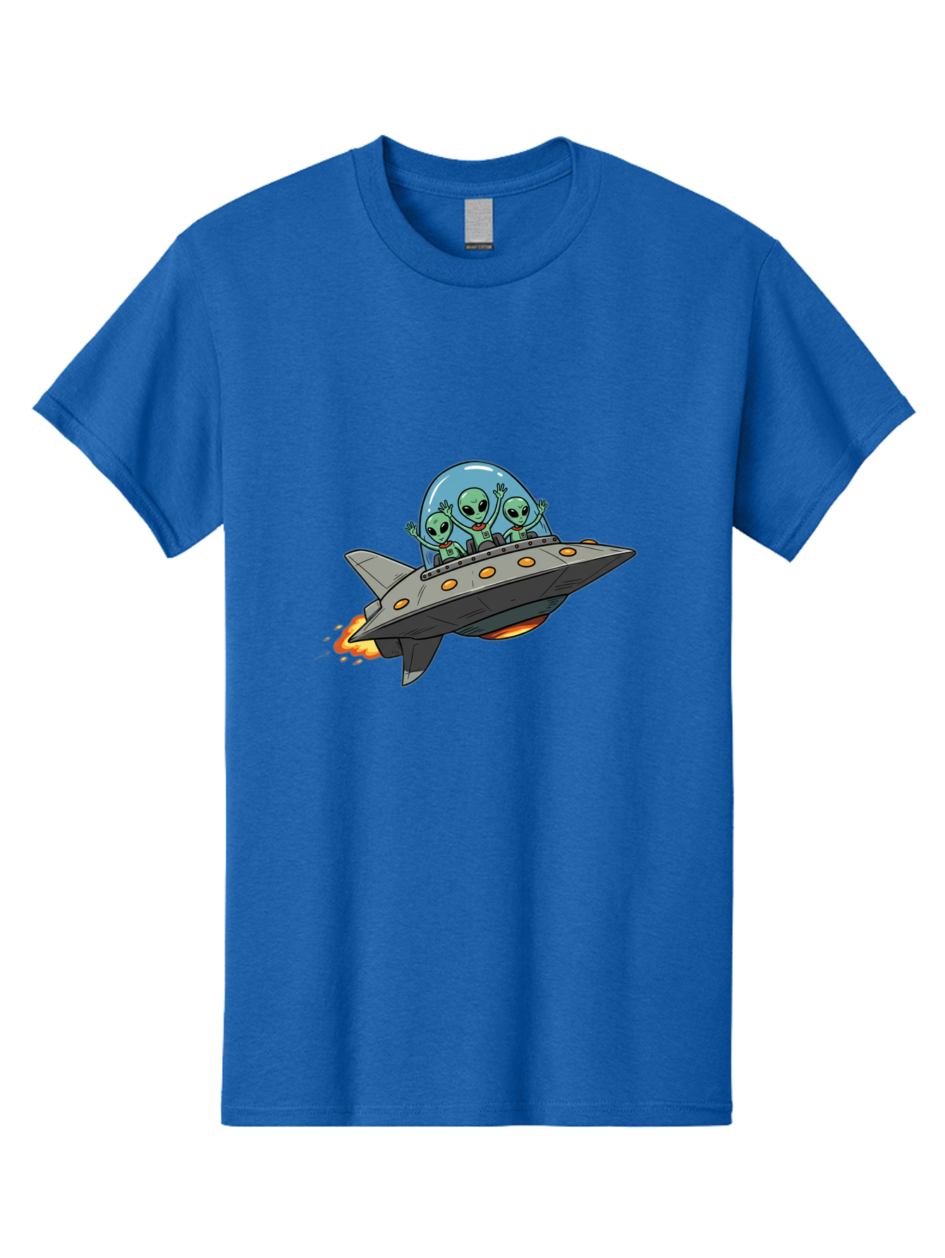 Aliens-On-Ufo-3 Men'S Graphic Tee, 100% Cotton, Comfortable Casual Summer Wear, Machine Washable, Cartoon Aliens, Grey Spaceship, Extraterrestrial Travel, Alien Adventure, Sci-Fi, Futuristic, Space Exploration, Friendly Aliens, Bab641