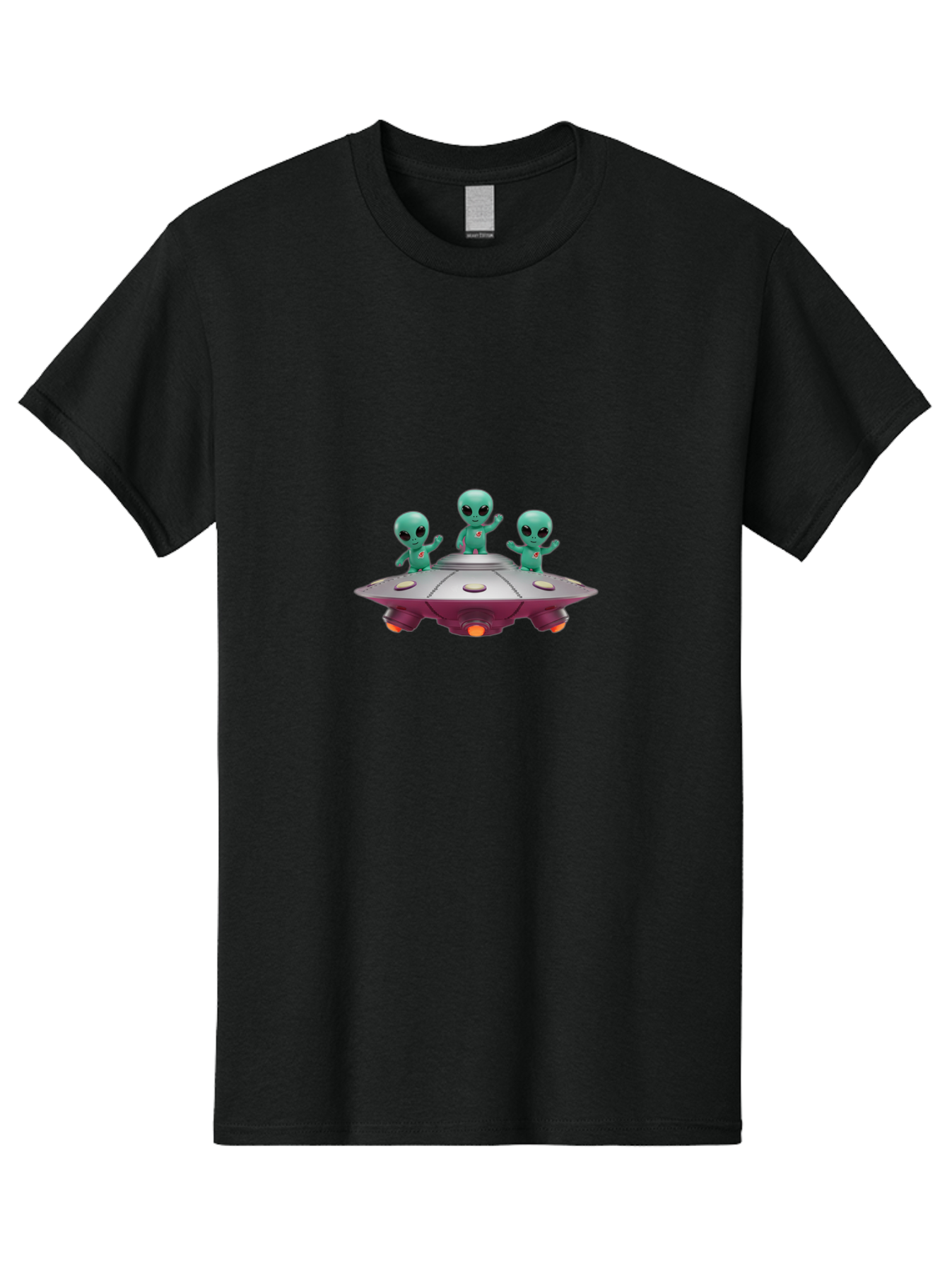 Aliens-On-Ufo Men'S Graphic Tee, 100% Cotton, Comfortable Casual Summer Wear, Machine Washable, Cartoon Aliens, Ufo Spaceship, Extraterrestrial Life, Science Fiction, Friendly Aliens, Outer Space, Futuristic Design, Glowing Lights, Bab642