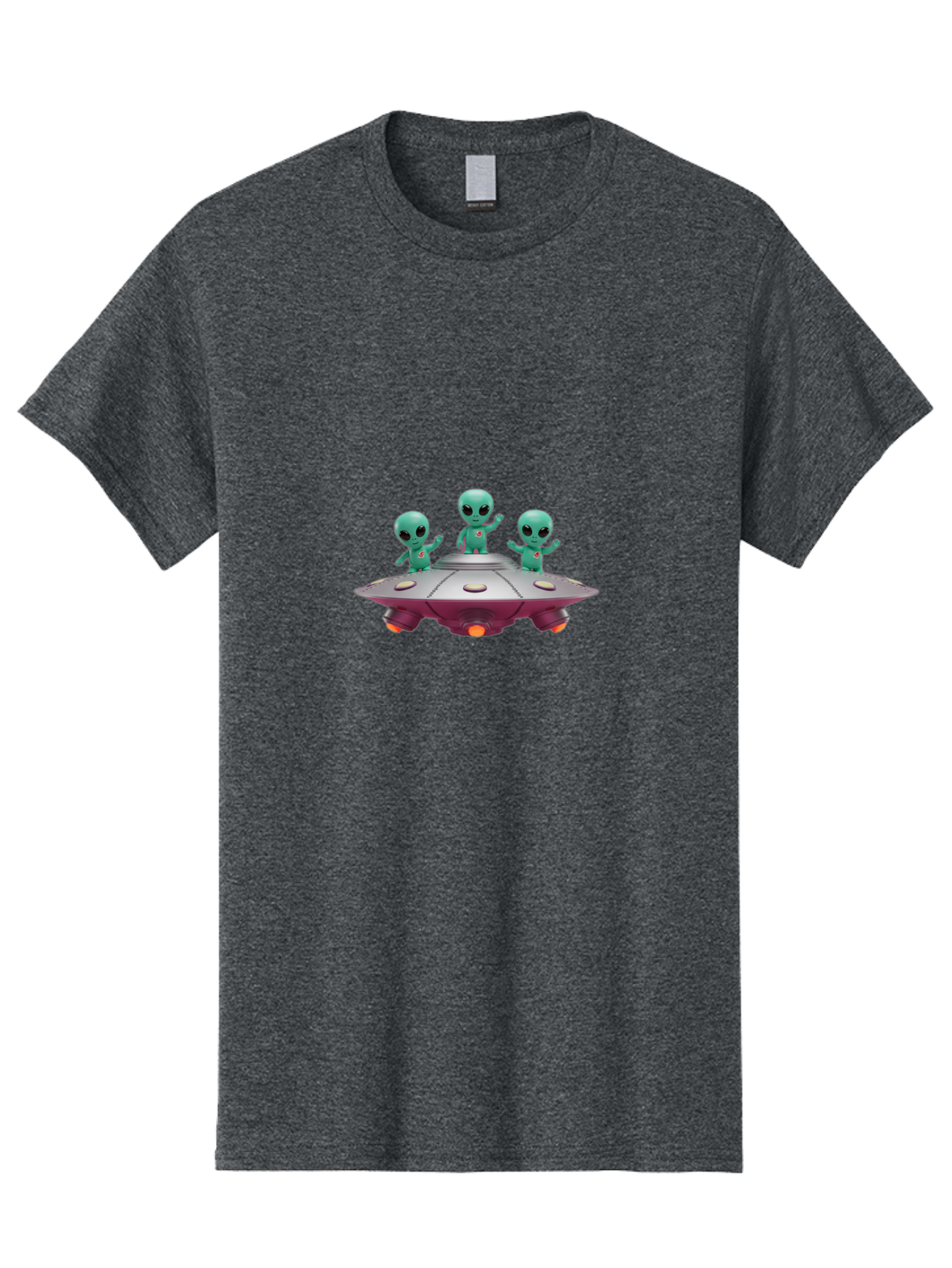 Aliens-On-Ufo Men'S Graphic Tee, 100% Cotton, Comfortable Casual Summer Wear, Machine Washable, Cartoon Aliens, Ufo Spaceship, Extraterrestrial Life, Science Fiction, Friendly Aliens, Outer Space, Futuristic Design, Glowing Lights, Bab642