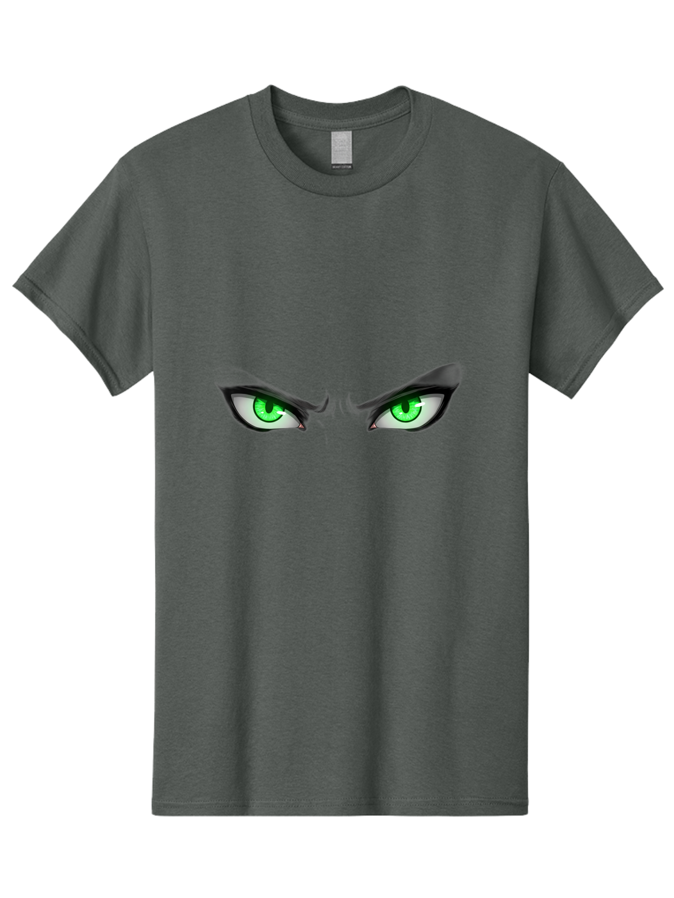 Angry-Eyes Men'S Graphic Tee, 100% Cotton, Comfortable Casual Summer Wear, Machine Washable, Menacing Stare, Intense Gaze, Green Eyes, Anime Style, Aggressive Expression, Bold Eyebrows, Cartoon Character, Dramatic Look Bab646