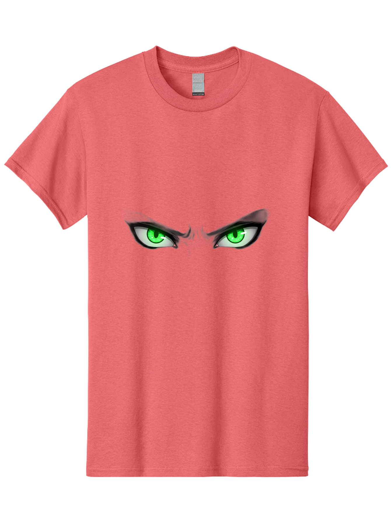 Angry-Eyes Men'S Graphic Tee, 100% Cotton, Comfortable Casual Summer Wear, Machine Washable, Menacing Stare, Intense Gaze, Green Eyes, Anime Style, Aggressive Expression, Bold Eyebrows, Cartoon Character, Dramatic Look Bab646