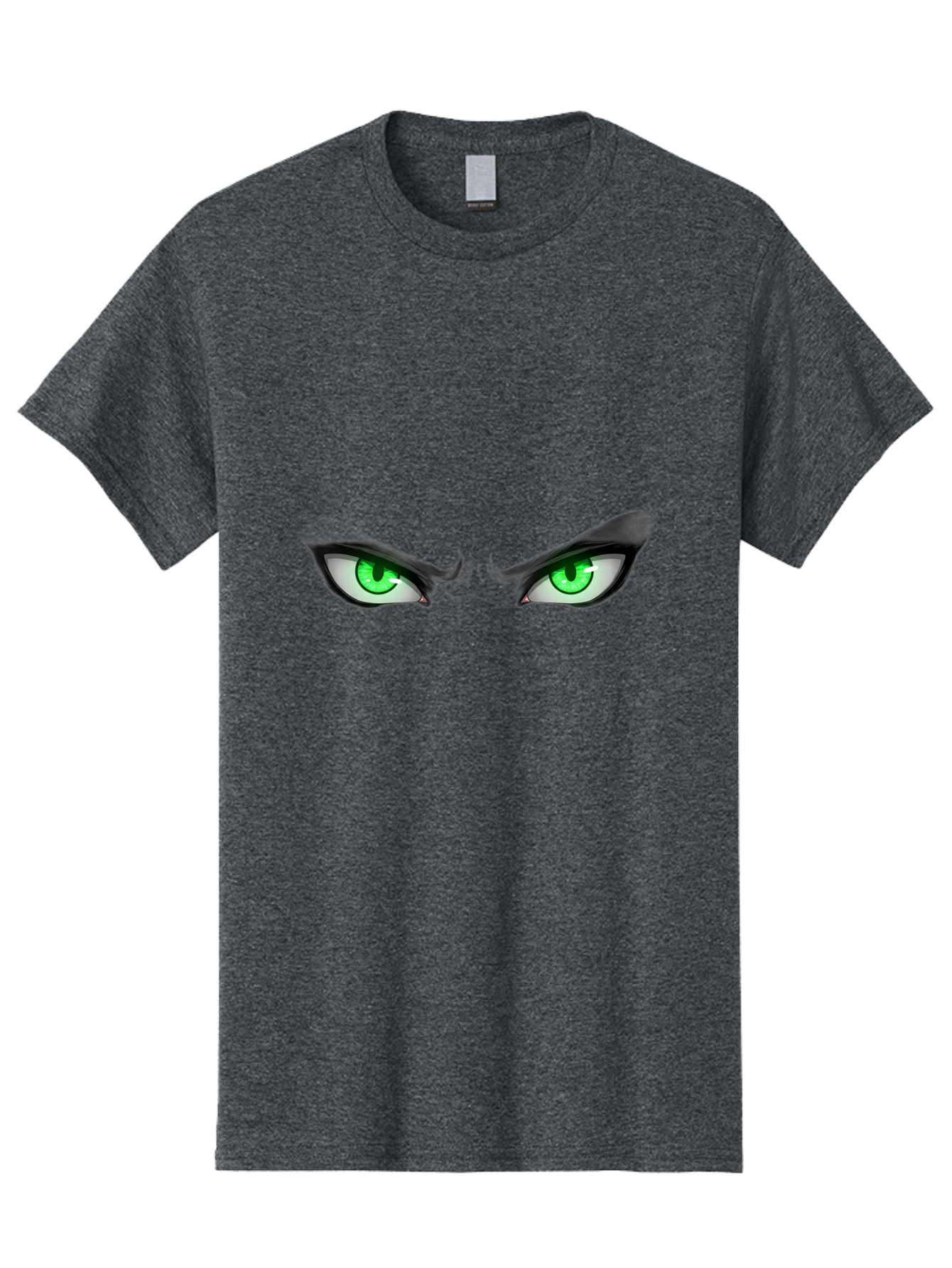 Angry-Eyes Men'S Graphic Tee, 100% Cotton, Comfortable Casual Summer Wear, Machine Washable, Menacing Stare, Intense Gaze, Green Eyes, Anime Style, Aggressive Expression, Bold Eyebrows, Cartoon Character, Dramatic Look Bab646