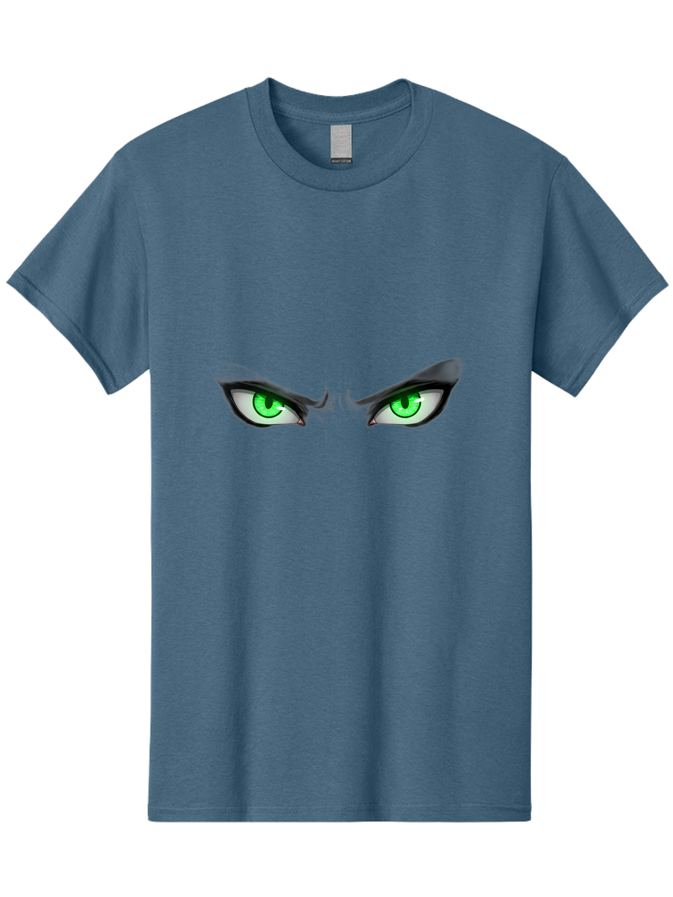 Angry-Eyes Men'S Graphic Tee, 100% Cotton, Comfortable Casual Summer Wear, Machine Washable, Menacing Stare, Intense Gaze, Green Eyes, Anime Style, Aggressive Expression, Bold Eyebrows, Cartoon Character, Dramatic Look Bab646