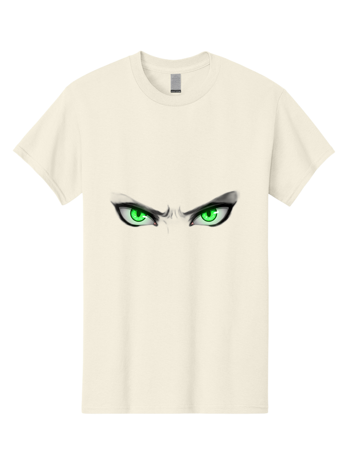 Angry-Eyes Men'S Graphic Tee, 100% Cotton, Comfortable Casual Summer Wear, Machine Washable, Menacing Stare, Intense Gaze, Green Eyes, Anime Style, Aggressive Expression, Bold Eyebrows, Cartoon Character, Dramatic Look Bab646