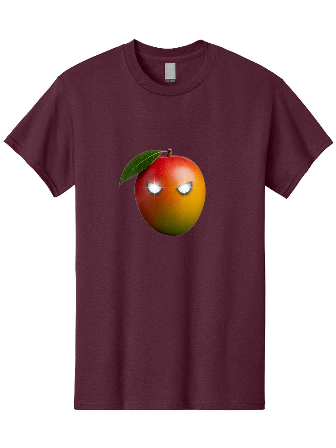 Angry-Mango Men'S Graphic Tee, 100% Cotton, Comfortable Casual Summer Wear, Machine Washable, Angry Mango Face, Mango Fruit, Cartoon Character, Aggressive Expression, Fruit Emoji, Vibrant Colors, Leafy Top, Fun Design, Playful Illustration, Bab647