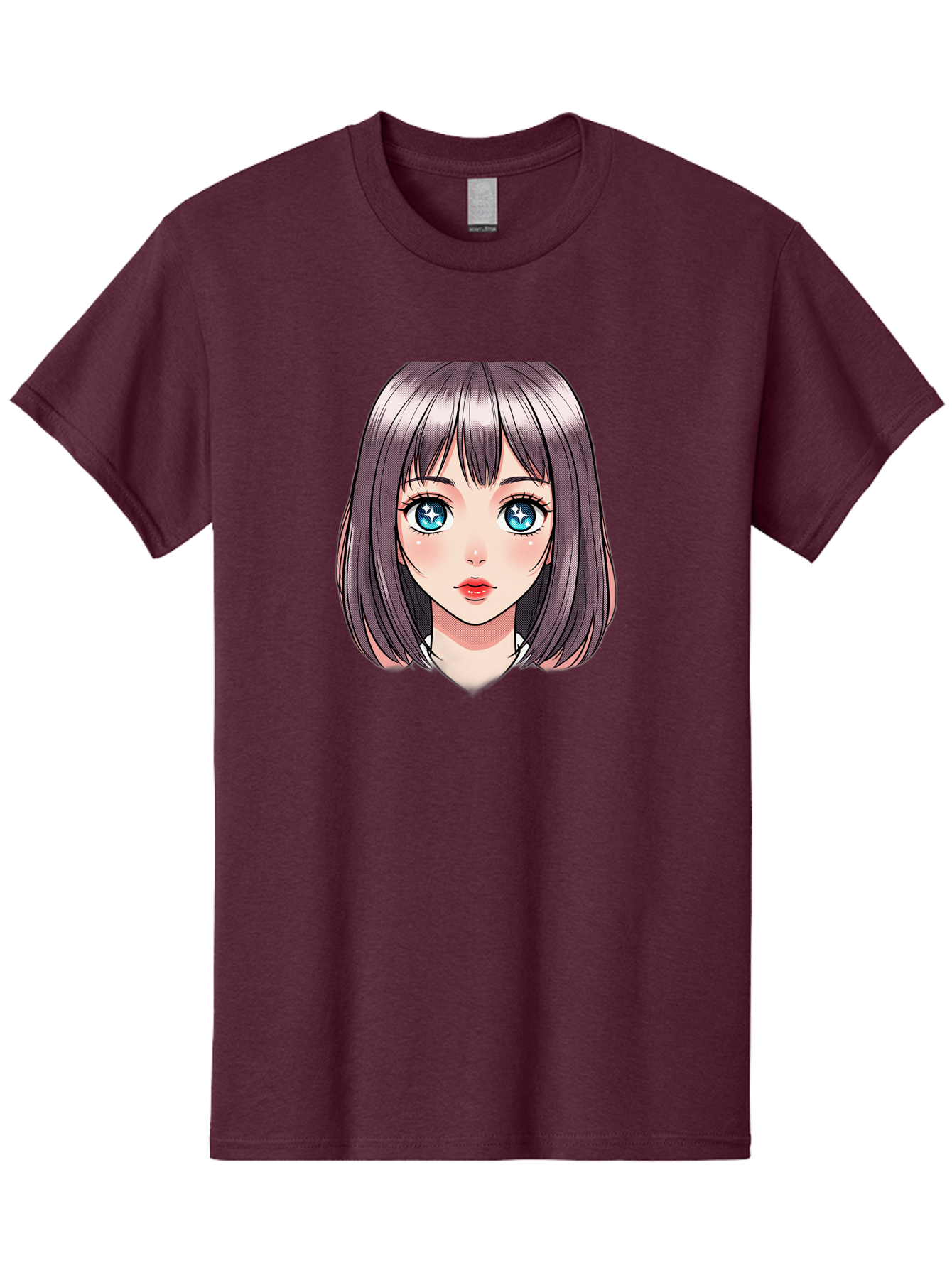 Anime-Girl Men'S Graphic Tee, 100% Cotton, Comfortable Casual Summer Wear, Machine Washable, Anime Girl, Manga Style, Blue Eyes, Short Hair, Bangs, Cartoon Character, Vibrant Colors, Kawaii Art, Digital Illustration, Young Female Character, Bab648