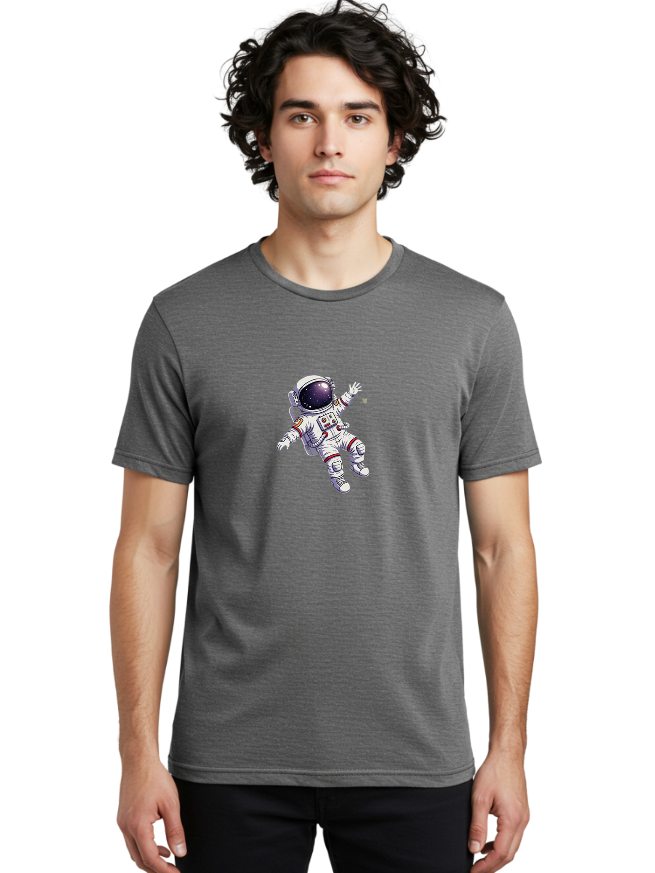 Astronaut-Floating Men'S Graphic Tee, 100% Cotton, Comfortable Casual Summer Wear, Machine Washable, Astronaut In Space, Floating Astronaut, White Spacesuit, Red Accents, Helmet With Stars, Space Exploration, Zero Gravity, Futuristic Design Bab651