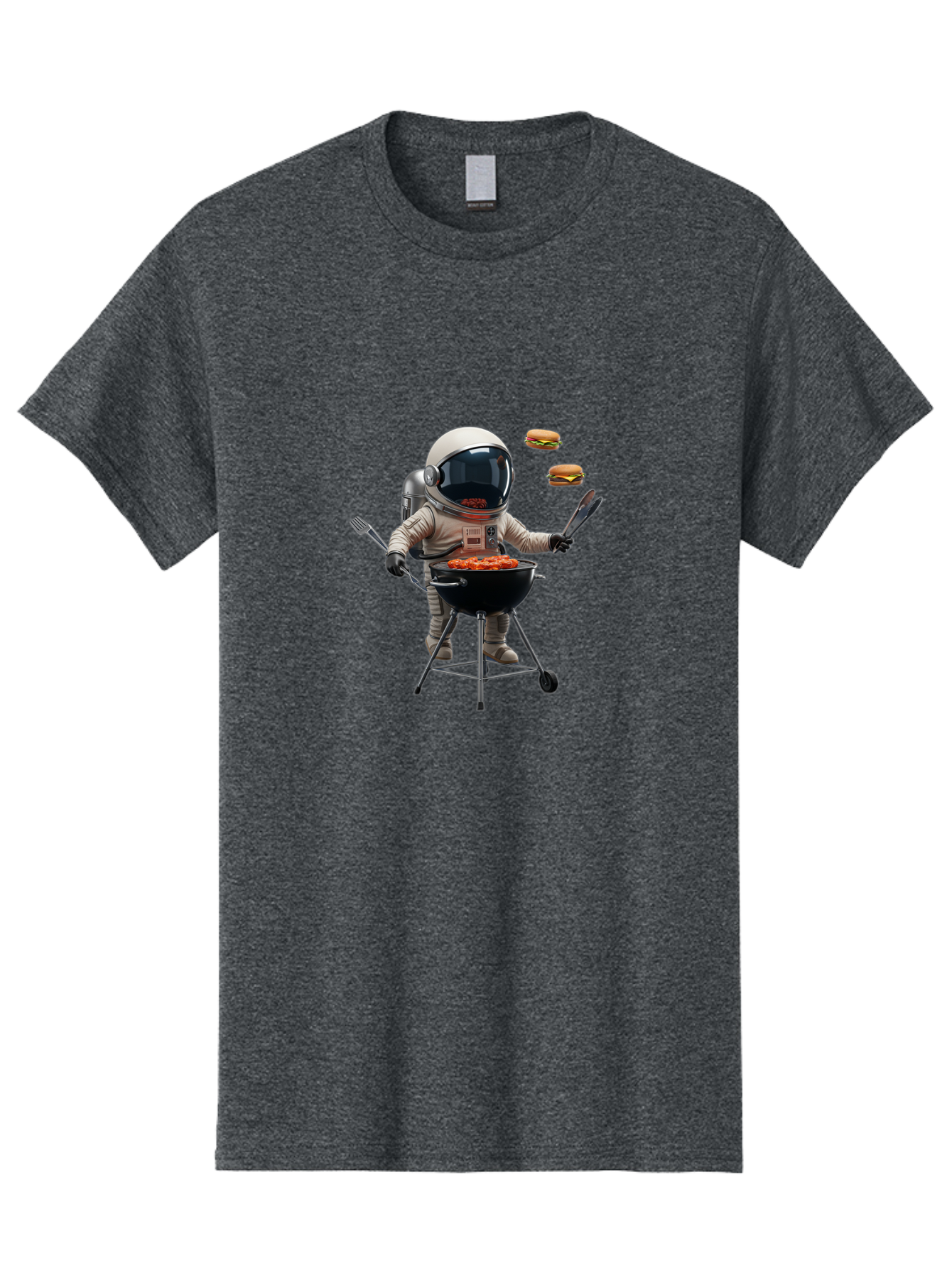Astronaut-Grilling-Burgers Men'S Graphic Tee, 100% Cotton, Comfortable Casual Summer Wear, Machine Washable, Astronaut Grilling, Barbecue In Space, Floating Burgers, Chef In Space Suit, Grill Master, Casual Dining, Outdoor Cooking, Bab652
