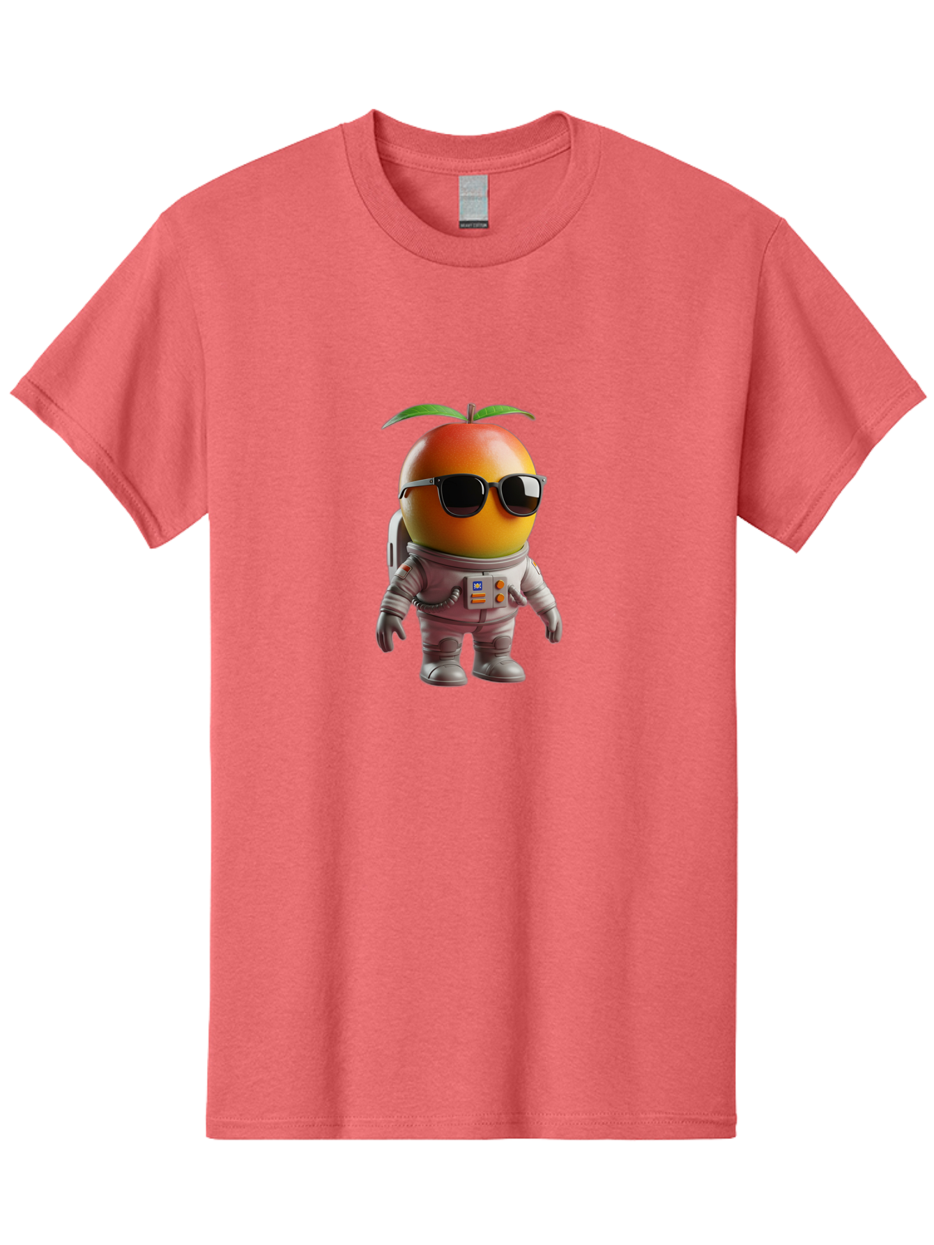 Astronaut-Peach Men'S Graphic Tee, 100% Cotton, Comfortable Casual Summer Wear, Machine Washable, Mango Astronaut, Space Suit, Trendy Shades, Cartoon Character, Orange Fruit, Astronaut Costume, Futuristic Design, Cool Glasses, Space Adventure, Bab653