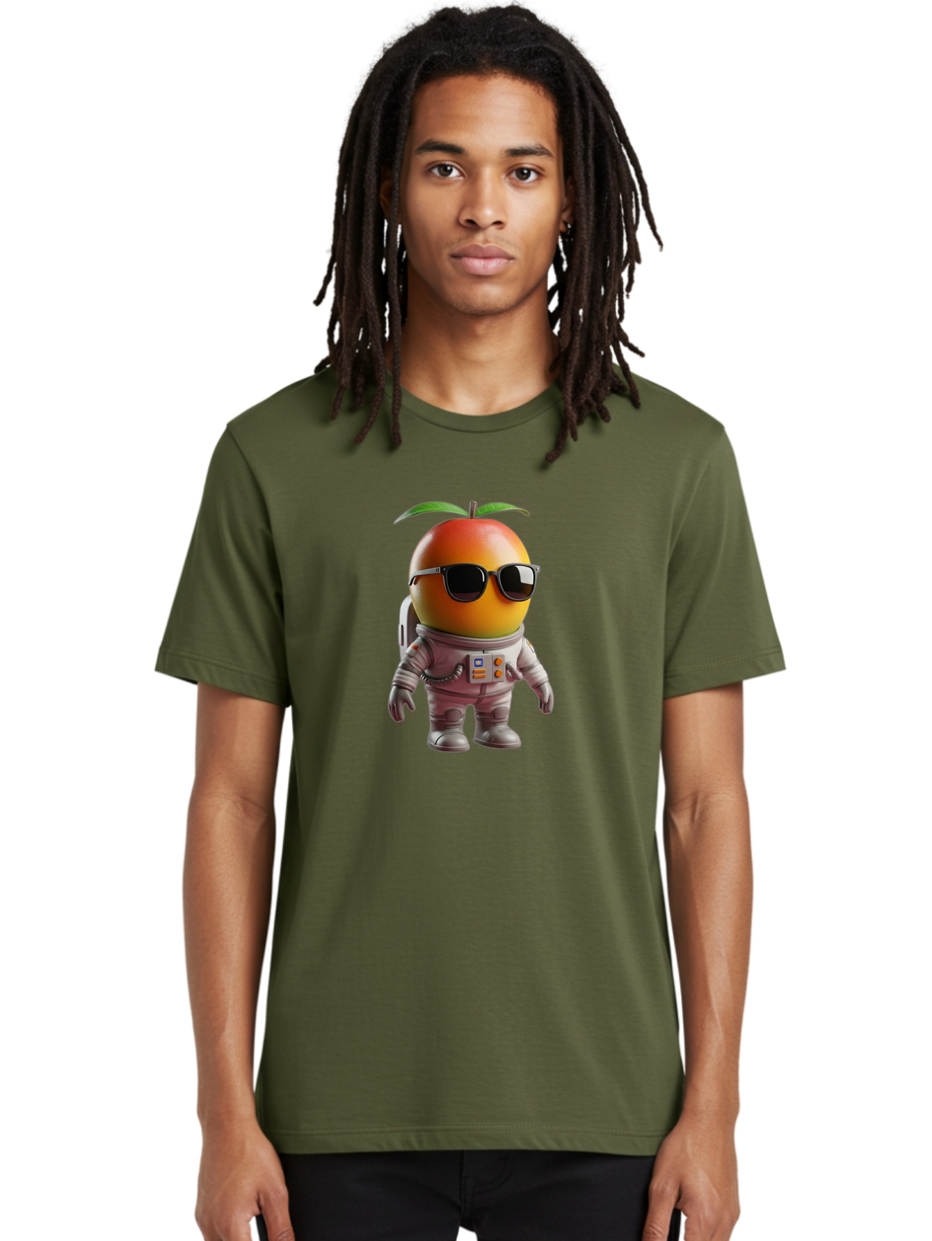 Astronaut-Peach Men'S Graphic Tee, 100% Cotton, Comfortable Casual Summer Wear, Machine Washable, Mango Astronaut, Space Suit, Trendy Shades, Cartoon Character, Orange Fruit, Astronaut Costume, Futuristic Design, Cool Glasses, Space Adventure, Bab653