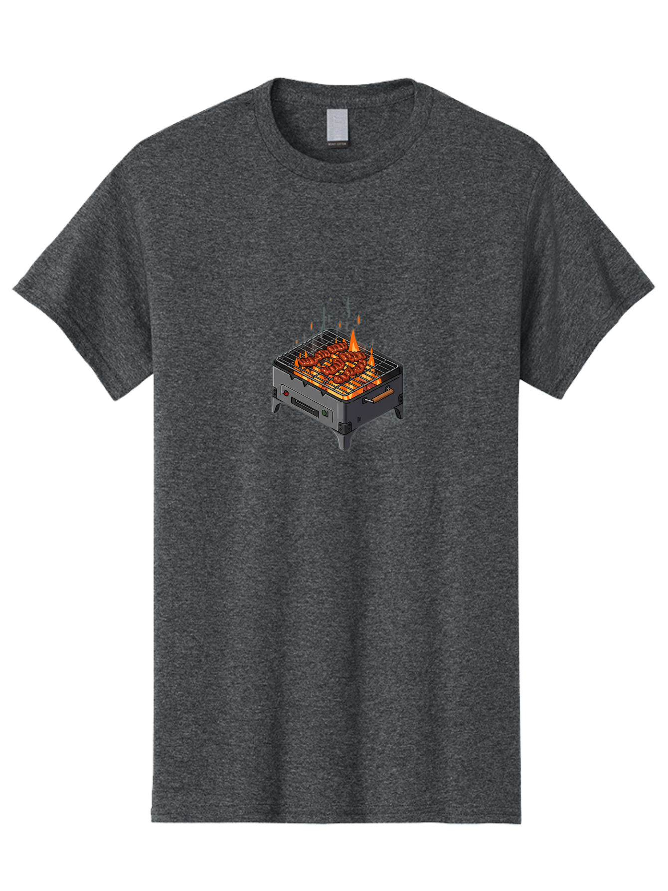 Barbecue-Grill-1 Men'S Graphic Tee, 100% Cotton, Comfortable Casual Summer Wear, Machine Washable, Barbecue Grill, Grilled Meat, Skewers, Flames, Outdoor Cooking, Delicious Food, Savory Dishes, Appetizing Meal, Grilled Vegetables, Bab655