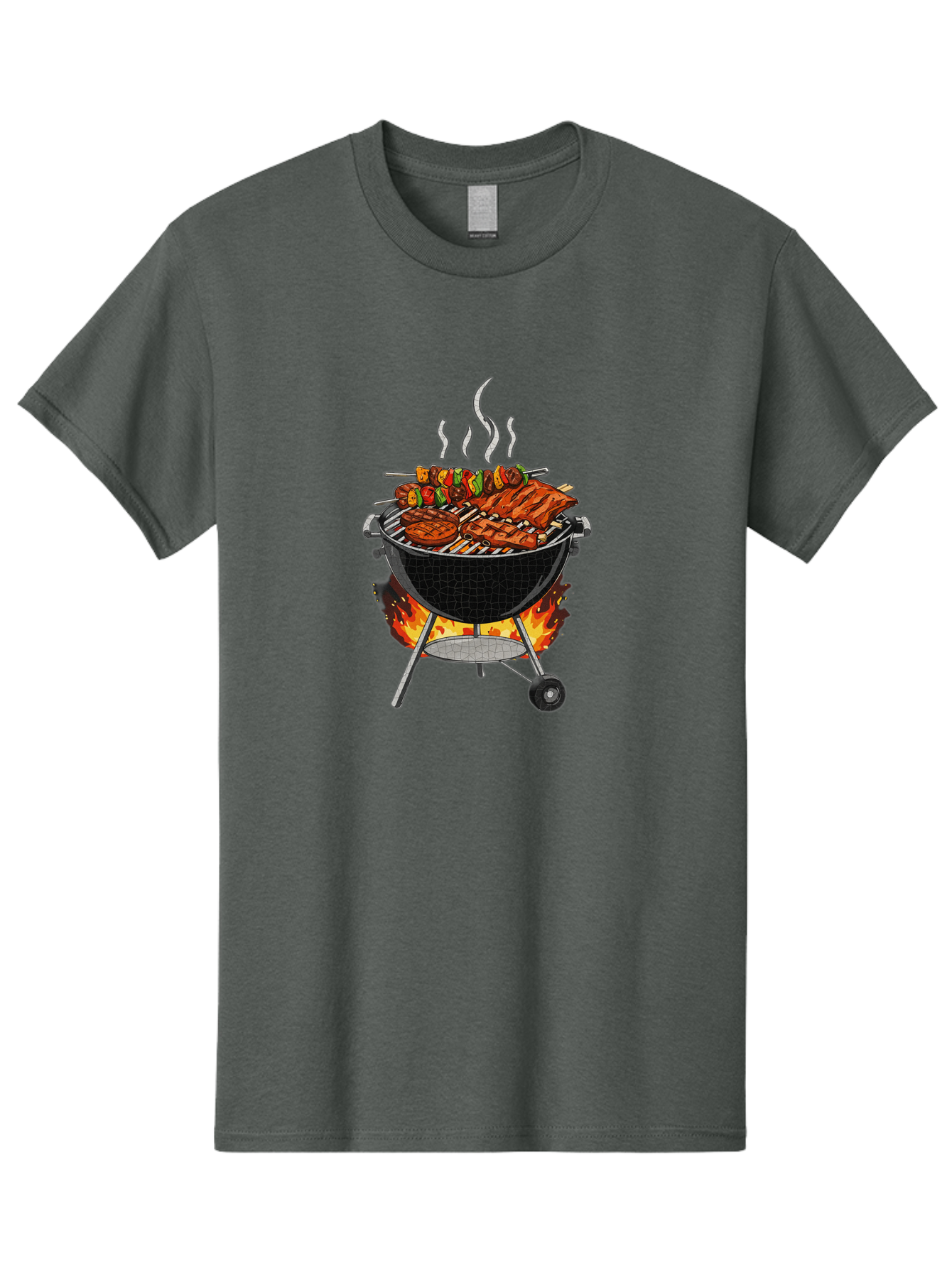 Barbecue-Grill-2 Men'S Graphic Tee, 100% Cotton, Comfortable Casual Summer Wear, Machine Washable, Barbecue Grill, Grilled Ribs, Kebabs, Skewers, Vegetables, Meat, Outdoor Cooking, Summer Food, Grill Marks, Smoky Flavor, Foodie, Backyard Bbq Bab656