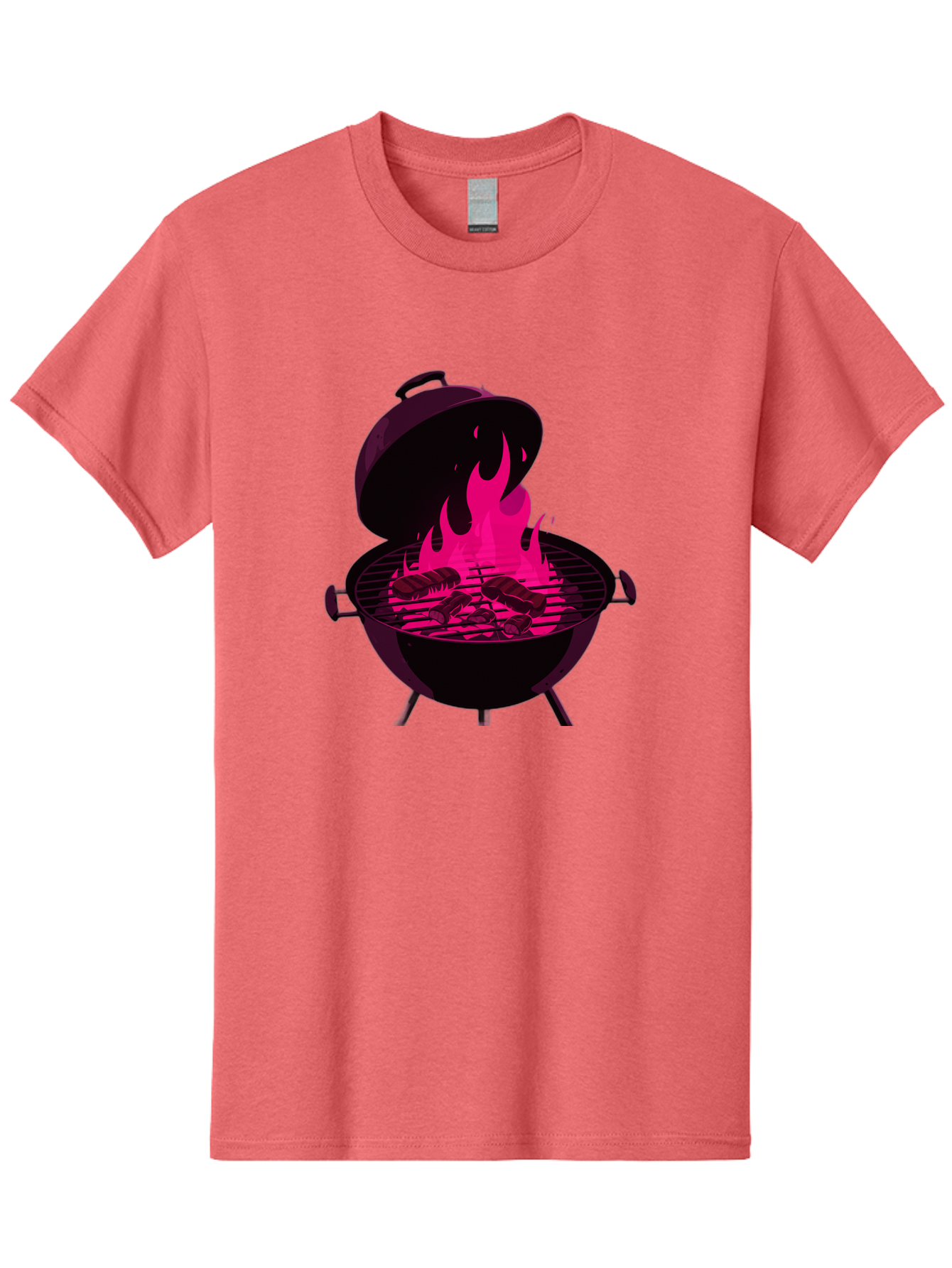 Barbecue-Grill-4 Men'S Graphic Tee, 100% Cotton, Comfortable Casual Summer Wear, Machine Washable, Barbecue Grill, Grilling Meat, Hot Flames, Cooking Outdoors, Summer Food, Grilling Burgers Bab658