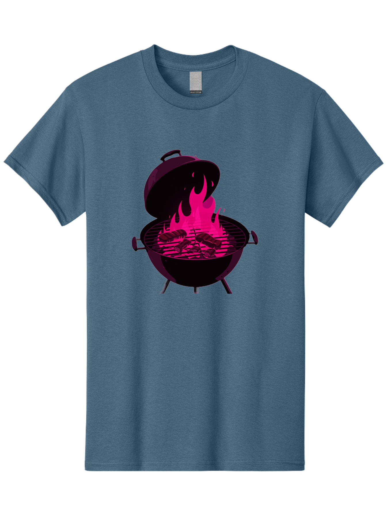 Barbecue-Grill-4 Men'S Graphic Tee, 100% Cotton, Comfortable Casual Summer Wear, Machine Washable, Barbecue Grill, Grilling Meat, Hot Flames, Cooking Outdoors, Summer Food, Grilling Burgers Bab658