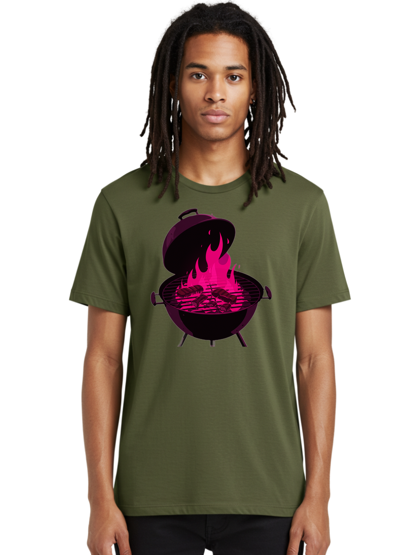 Barbecue-Grill-4 Men'S Graphic Tee, 100% Cotton, Comfortable Casual Summer Wear, Machine Washable, Barbecue Grill, Grilling Meat, Hot Flames, Cooking Outdoors, Summer Food, Grilling Burgers Bab658