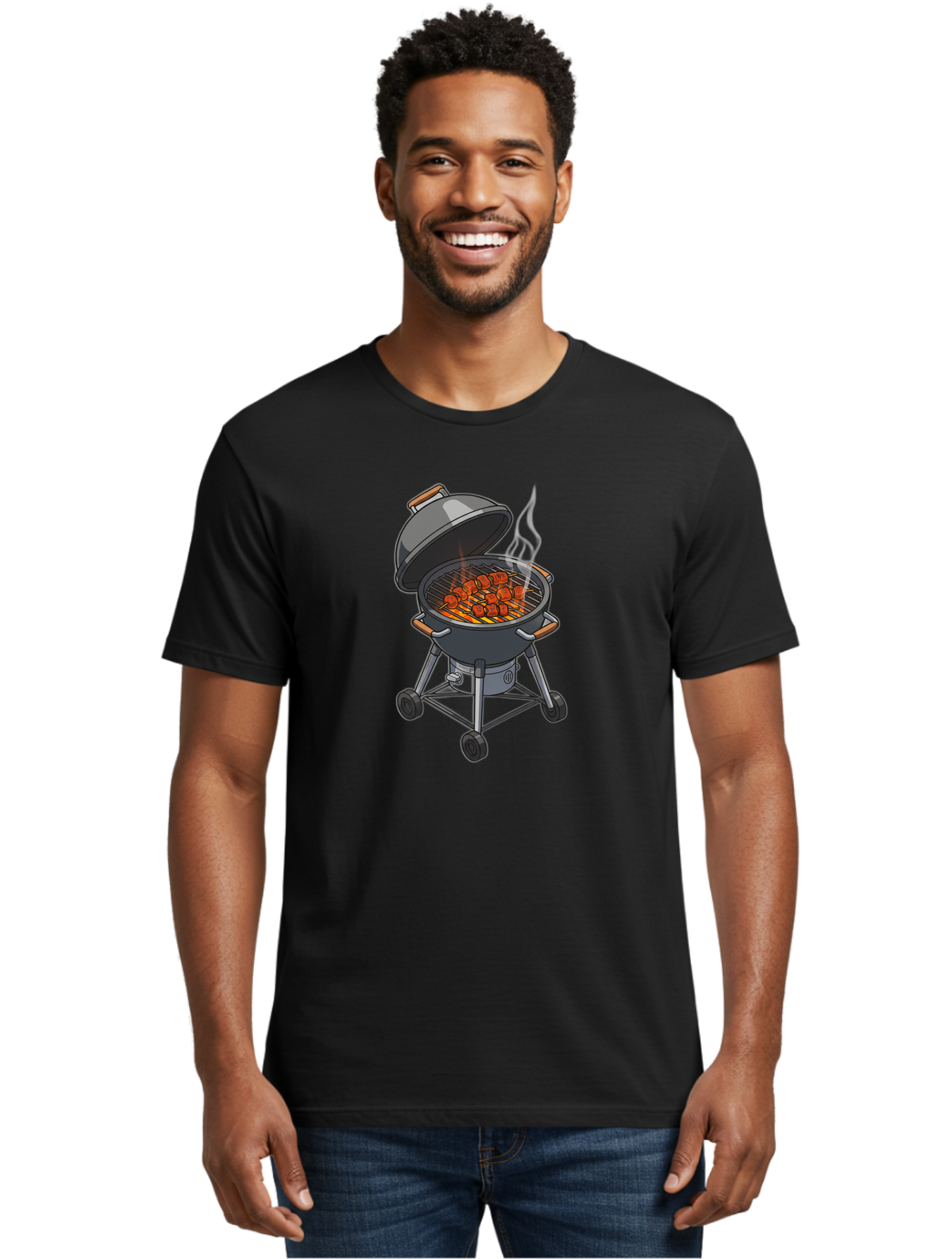 Barbecue-Grill-5 Men'S Graphic Tee, 100% Cotton, Comfortable Casual Summer Wear, Machine Washable, Barbecue Grill, Grilled Meats, Outdoor Cooking, Barbecue Ingredients, Charcoal Grill, Grilled Food, Summer Cooking, Barbecue Accessories, Bab659