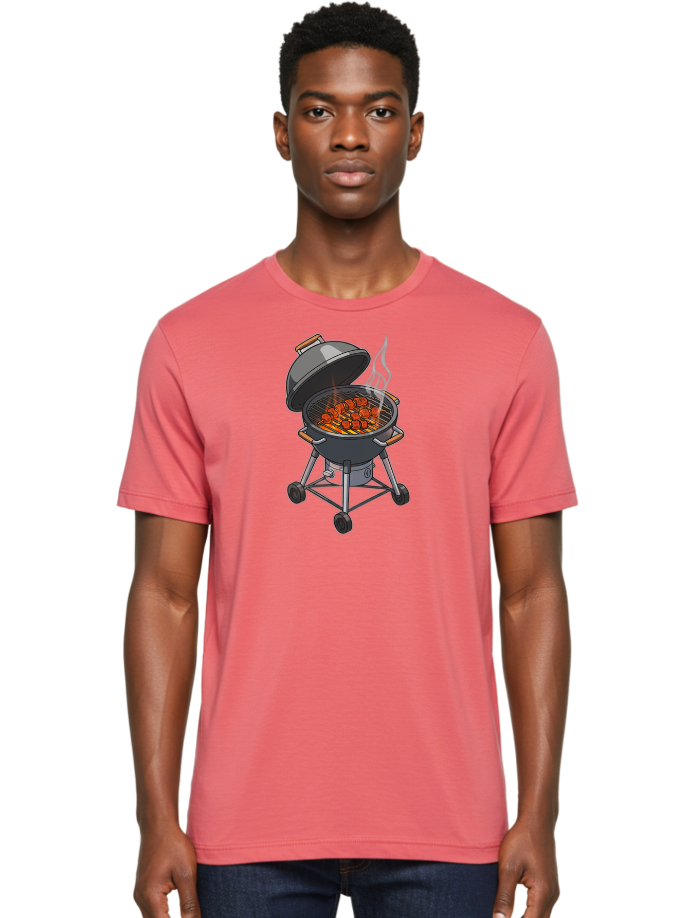 Barbecue-Grill-5 Men'S Graphic Tee, 100% Cotton, Comfortable Casual Summer Wear, Machine Washable, Barbecue Grill, Grilled Meats, Outdoor Cooking, Barbecue Ingredients, Charcoal Grill, Grilled Food, Summer Cooking, Barbecue Accessories, Bab659