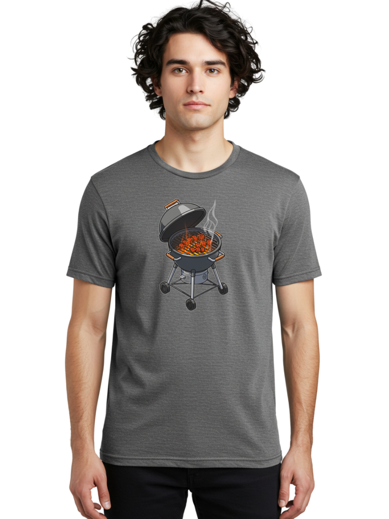 Barbecue-Grill-5 Men'S Graphic Tee, 100% Cotton, Comfortable Casual Summer Wear, Machine Washable, Barbecue Grill, Grilled Meats, Outdoor Cooking, Barbecue Ingredients, Charcoal Grill, Grilled Food, Summer Cooking, Barbecue Accessories, Bab659