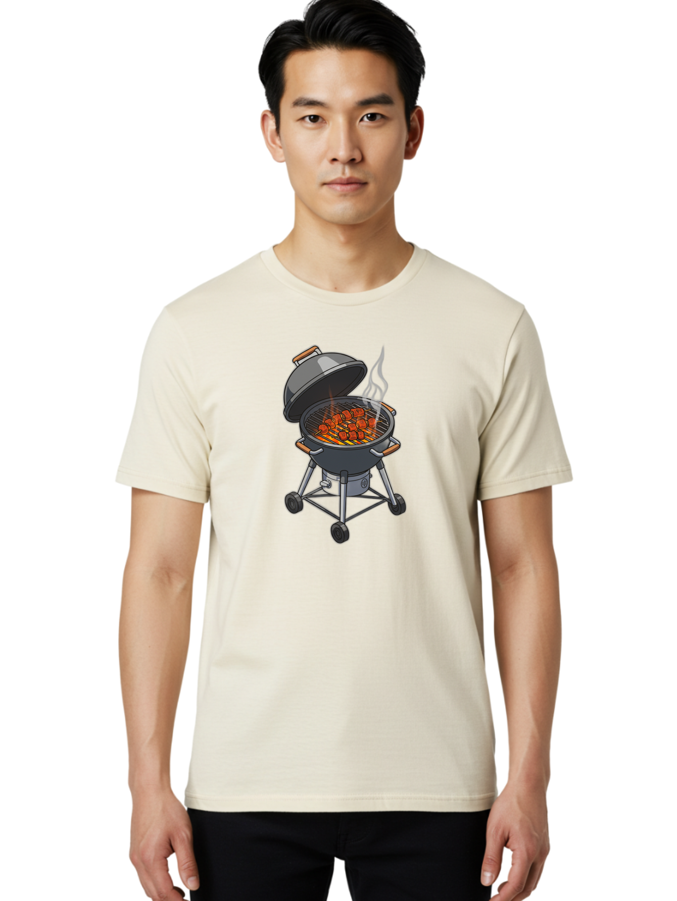 Barbecue-Grill-5 Men'S Graphic Tee, 100% Cotton, Comfortable Casual Summer Wear, Machine Washable, Barbecue Grill, Grilled Meats, Outdoor Cooking, Barbecue Ingredients, Charcoal Grill, Grilled Food, Summer Cooking, Barbecue Accessories, Bab659