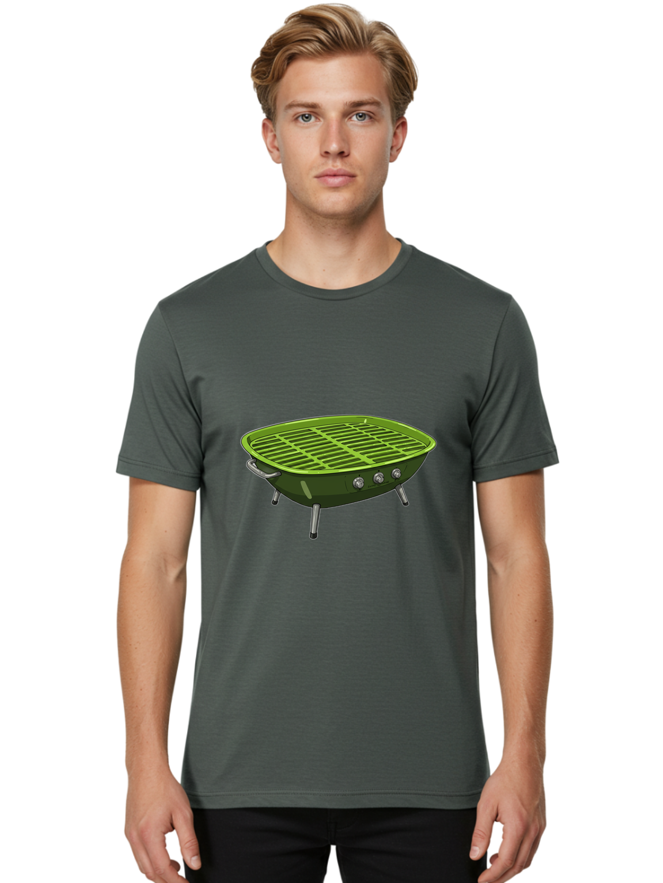 Barbecue-Grill-6 Men'S Graphic Tee, 100% Cotton, Comfortable Casual Summer Wear, Machine Washable, Portable Grill, Barbecue Cooking, Outdoor Cooking, Gas Grill, Silver Legs, Control Knobs, Grill Grate, Outdoor Entertaining Bab660