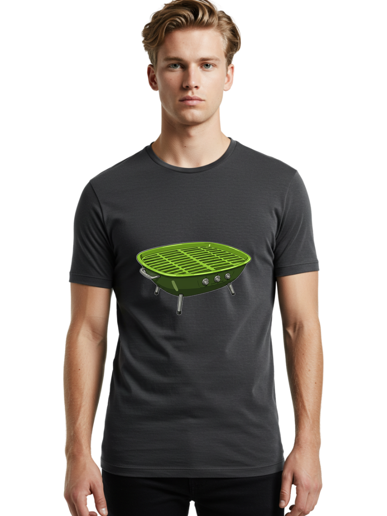 Barbecue-Grill-6 Men'S Graphic Tee, 100% Cotton, Comfortable Casual Summer Wear, Machine Washable, Portable Grill, Barbecue Cooking, Outdoor Cooking, Gas Grill, Silver Legs, Control Knobs, Grill Grate, Outdoor Entertaining Bab660