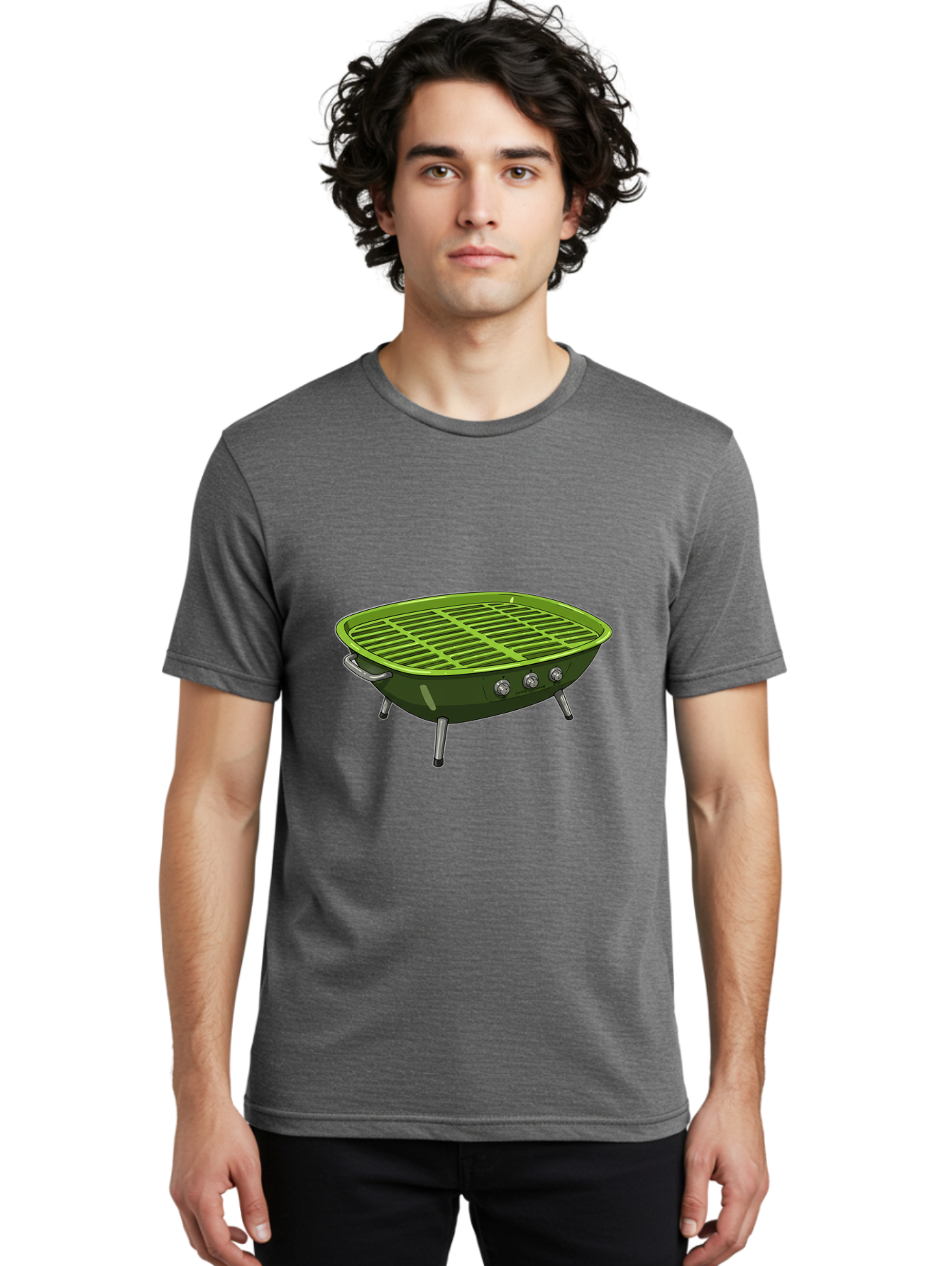 Barbecue-Grill-6 Men'S Graphic Tee, 100% Cotton, Comfortable Casual Summer Wear, Machine Washable, Portable Grill, Barbecue Cooking, Outdoor Cooking, Gas Grill, Silver Legs, Control Knobs, Grill Grate, Outdoor Entertaining Bab660