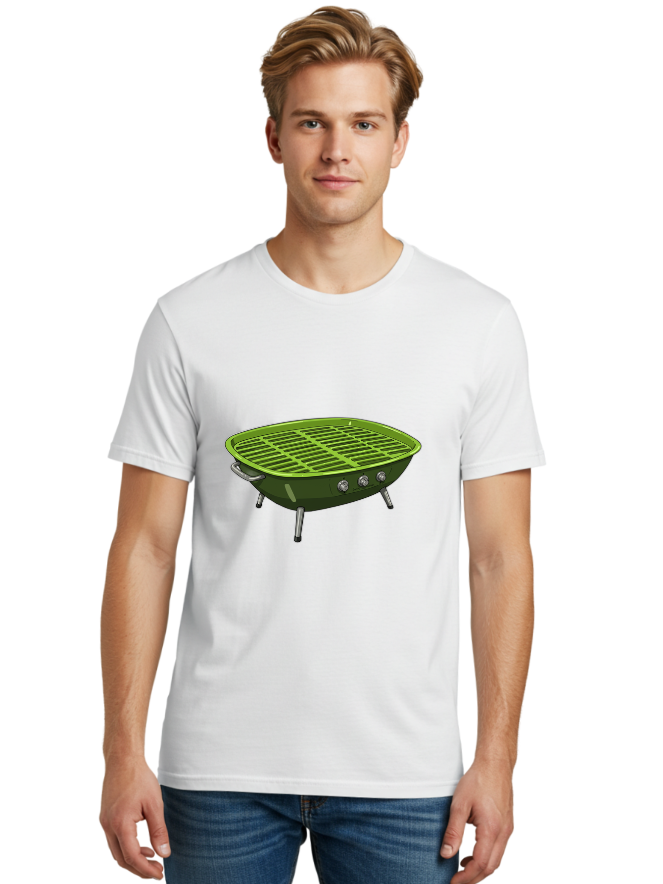 Barbecue-Grill-6 Men'S Graphic Tee, 100% Cotton, Comfortable Casual Summer Wear, Machine Washable, Portable Grill, Barbecue Cooking, Outdoor Cooking, Gas Grill, Silver Legs, Control Knobs, Grill Grate, Outdoor Entertaining Bab660