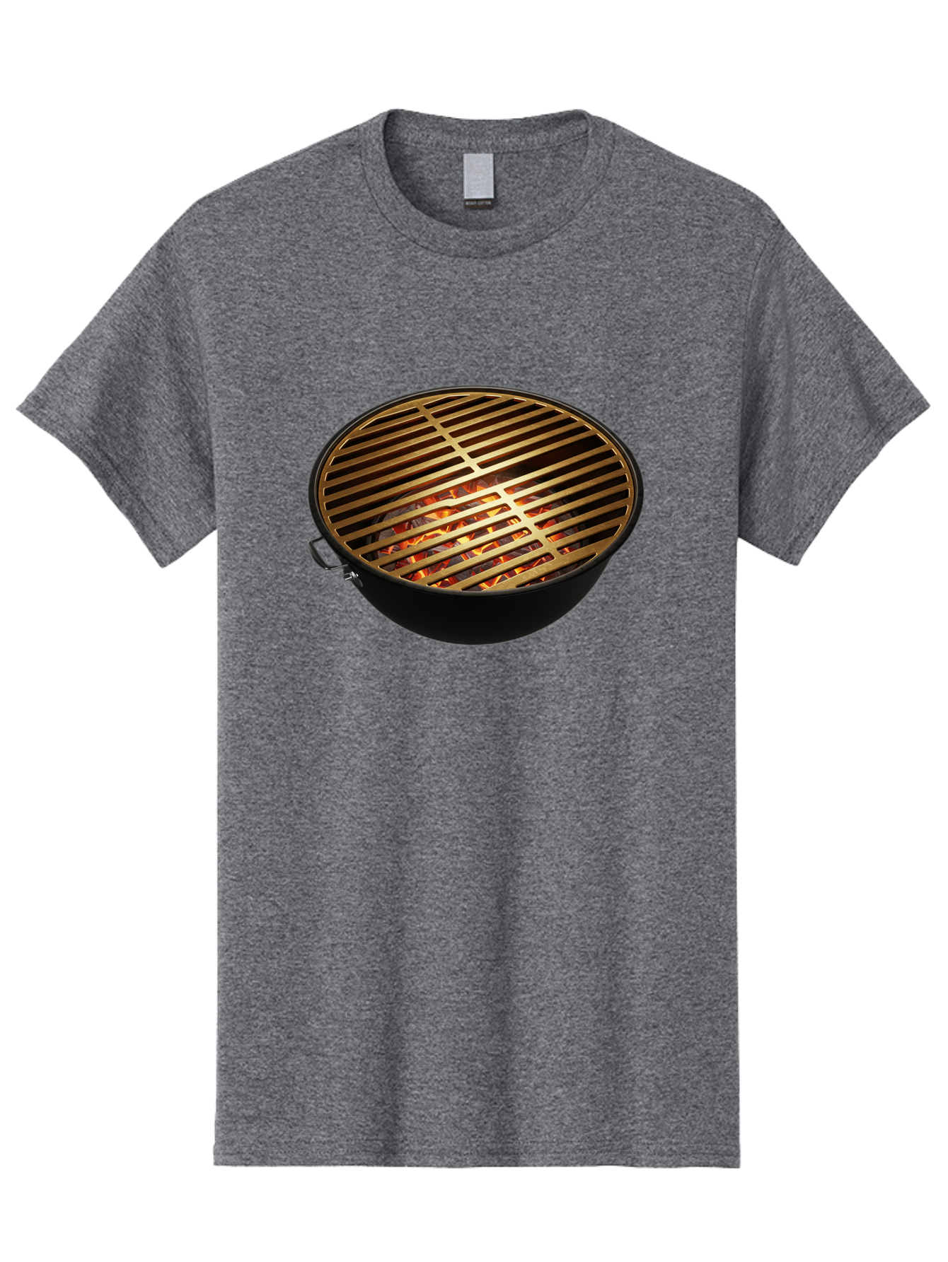 Barbecue-Grill-7 Men'S Graphic Tee, 100% Cotton, Comfortable Casual Summer Wear, Machine Washable, Barbecue Grill, Black Metal, Gold Grill Grates, Glowing Coals, Outdoor Cooking, Grill Marks, Barbecue Accessories, Grill Master Bab661